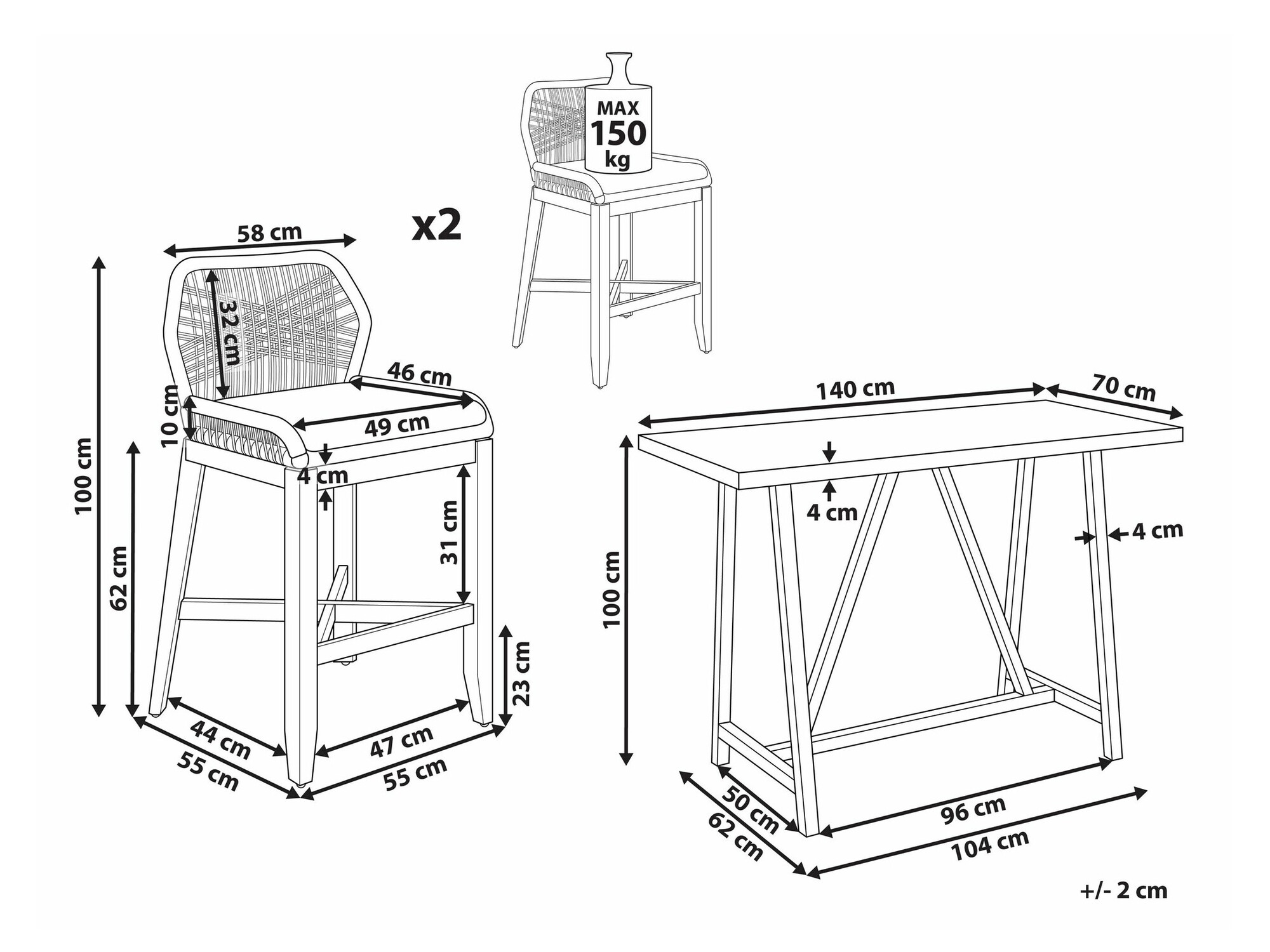 Laua ja toolide komplekt Berwyn 2532