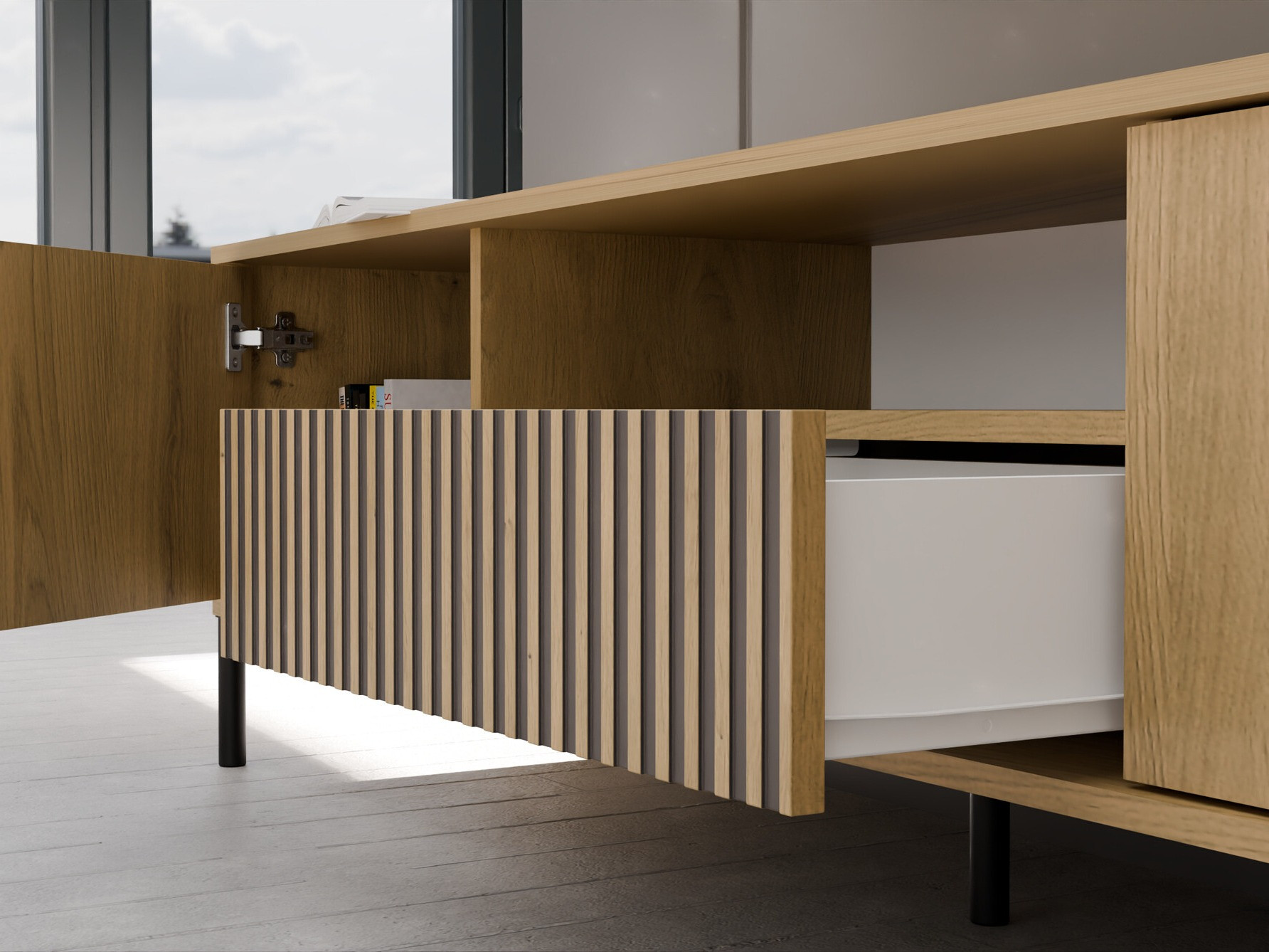 TV-alus Orlsone 100 (Artisan tamm + Must)