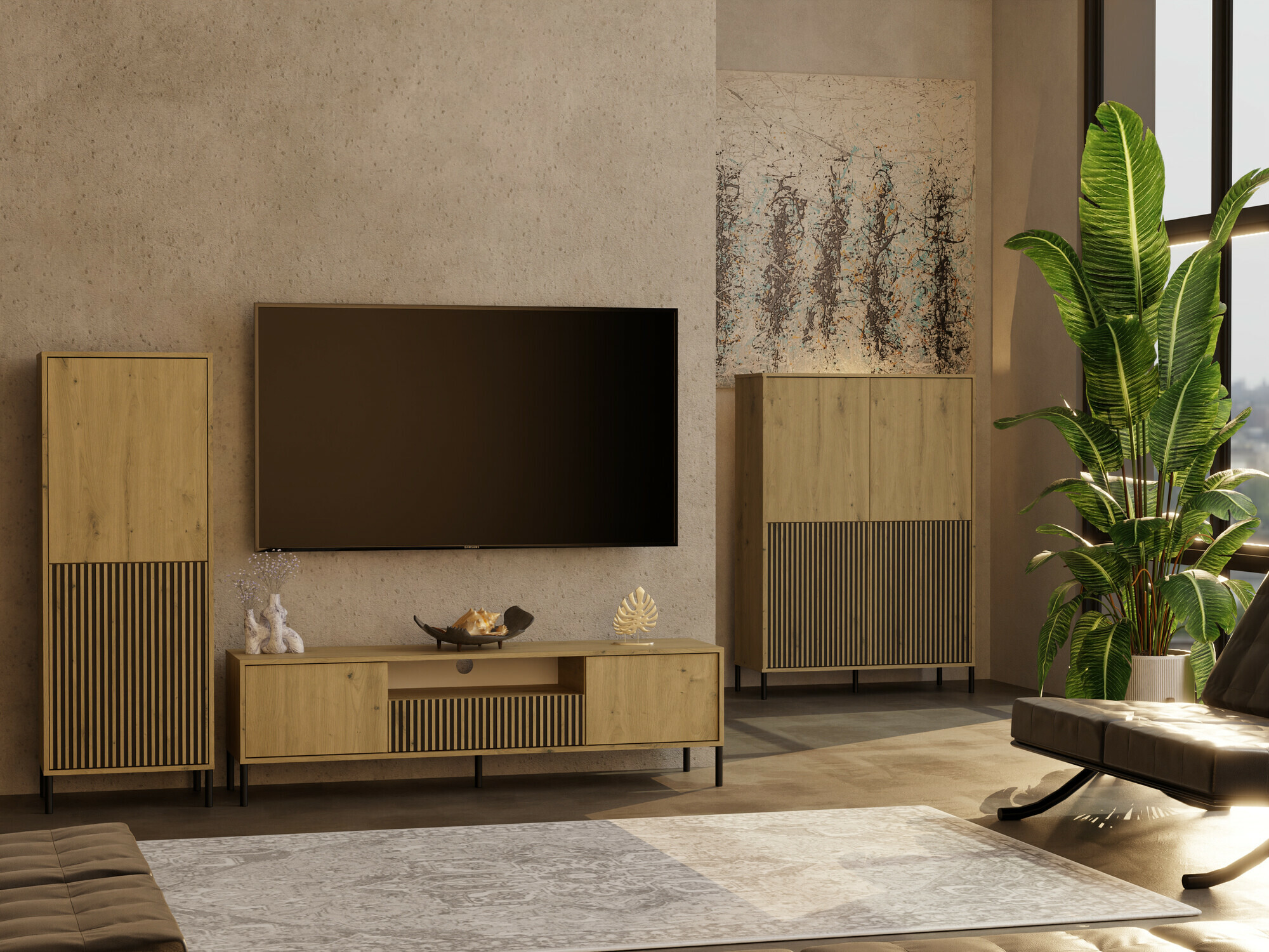 Riiul Orlsone 103 (Artisan tamm + Must)