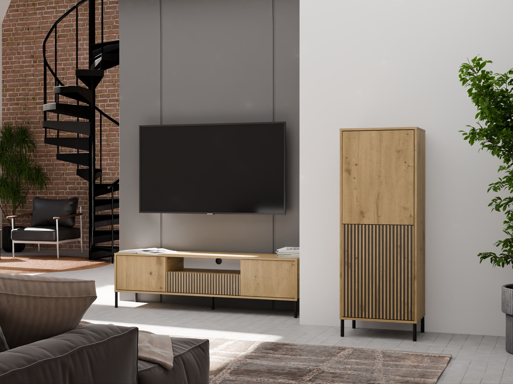 Riiul Orlsone 103 (Artisan tamm + Must)