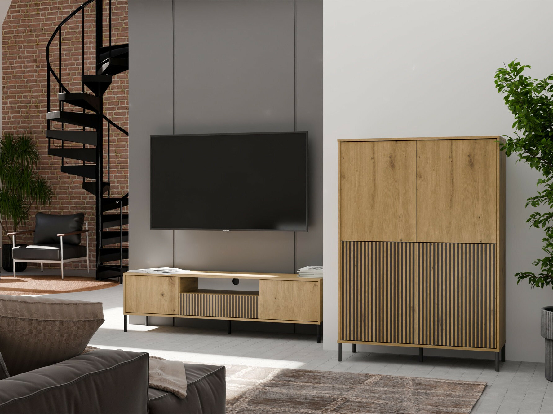 Riiul Orlsone 104 (Artisan tamm + Must)