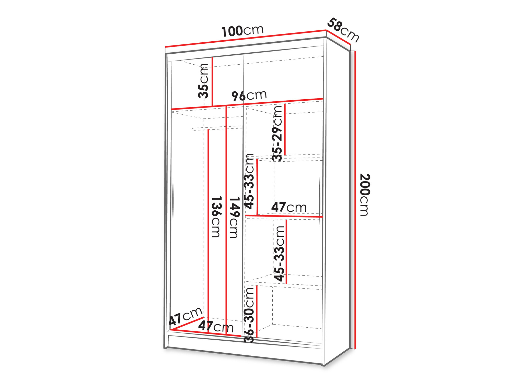Riidekapp Closico 167 (Valge)