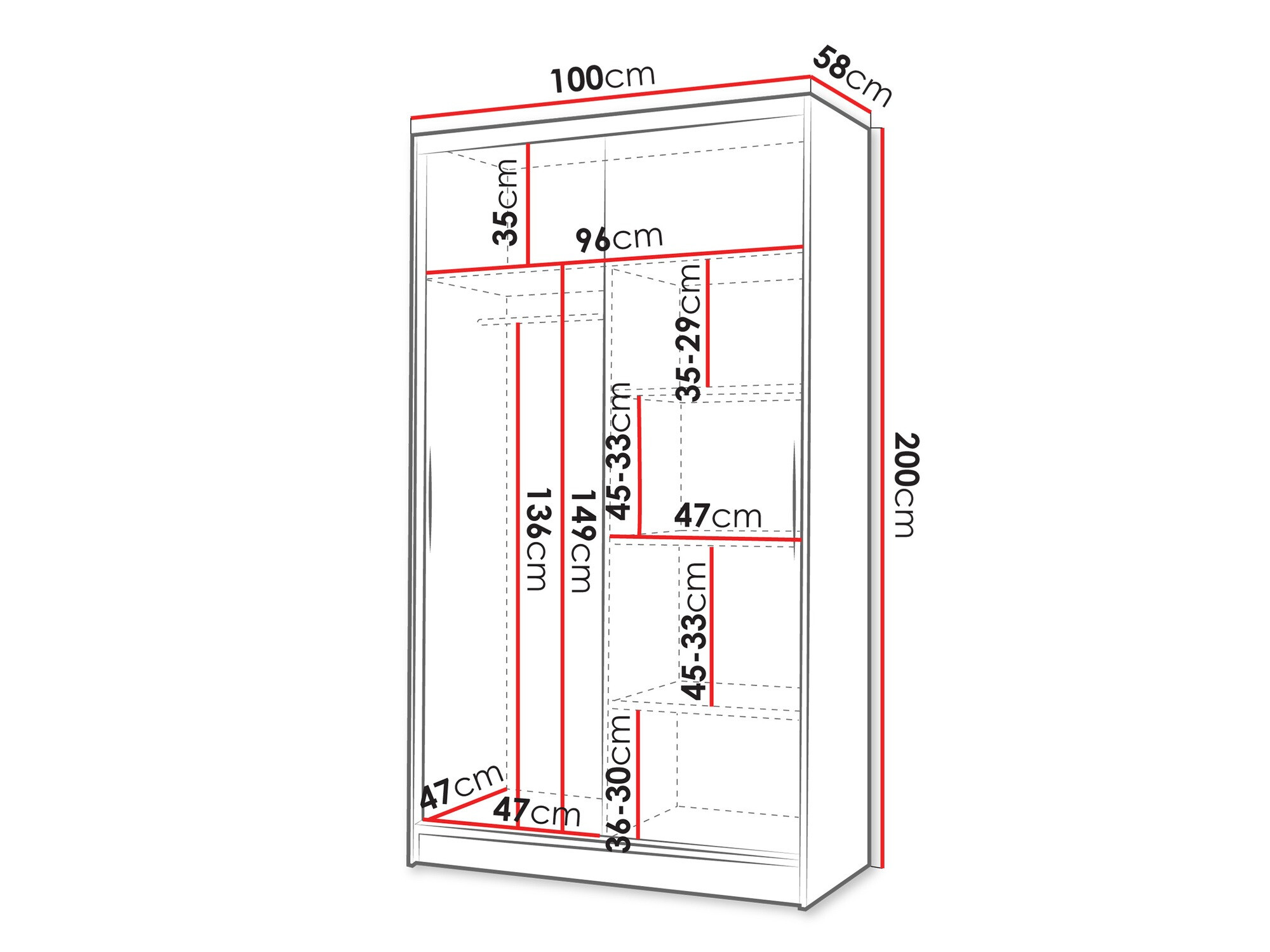 Riidekapp Closico Fractor V (Valge)