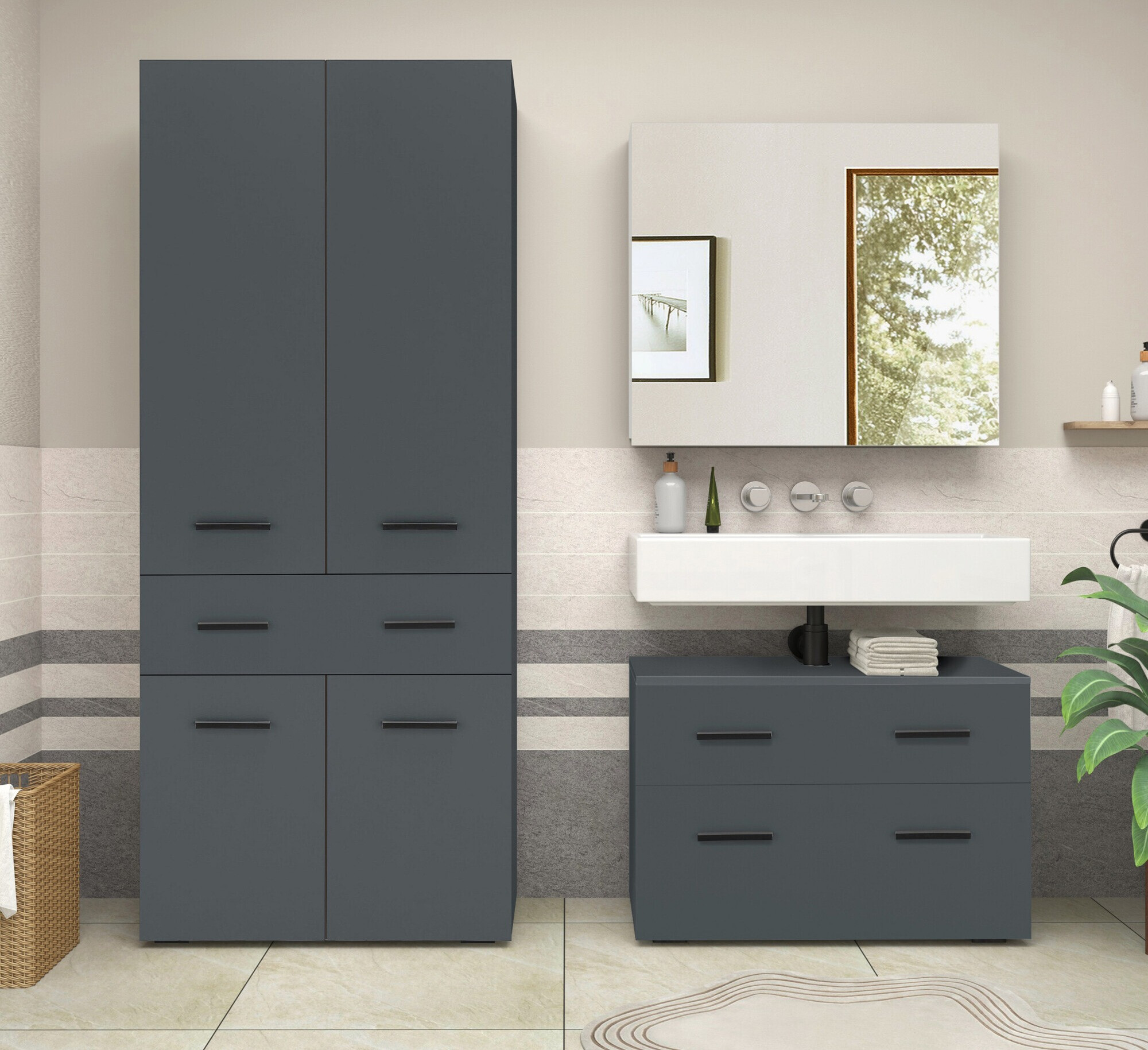 Vannitoa põrandakapp Larlori 107 (Antratsiit)