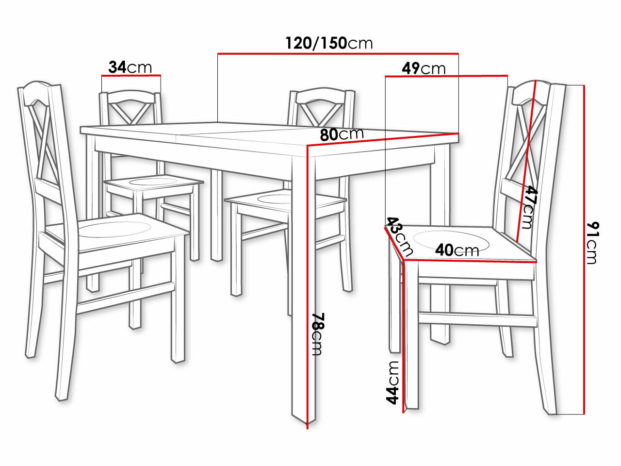 Söögitoakomplekt Victorville 281 (Valge + Grandson tamm)
