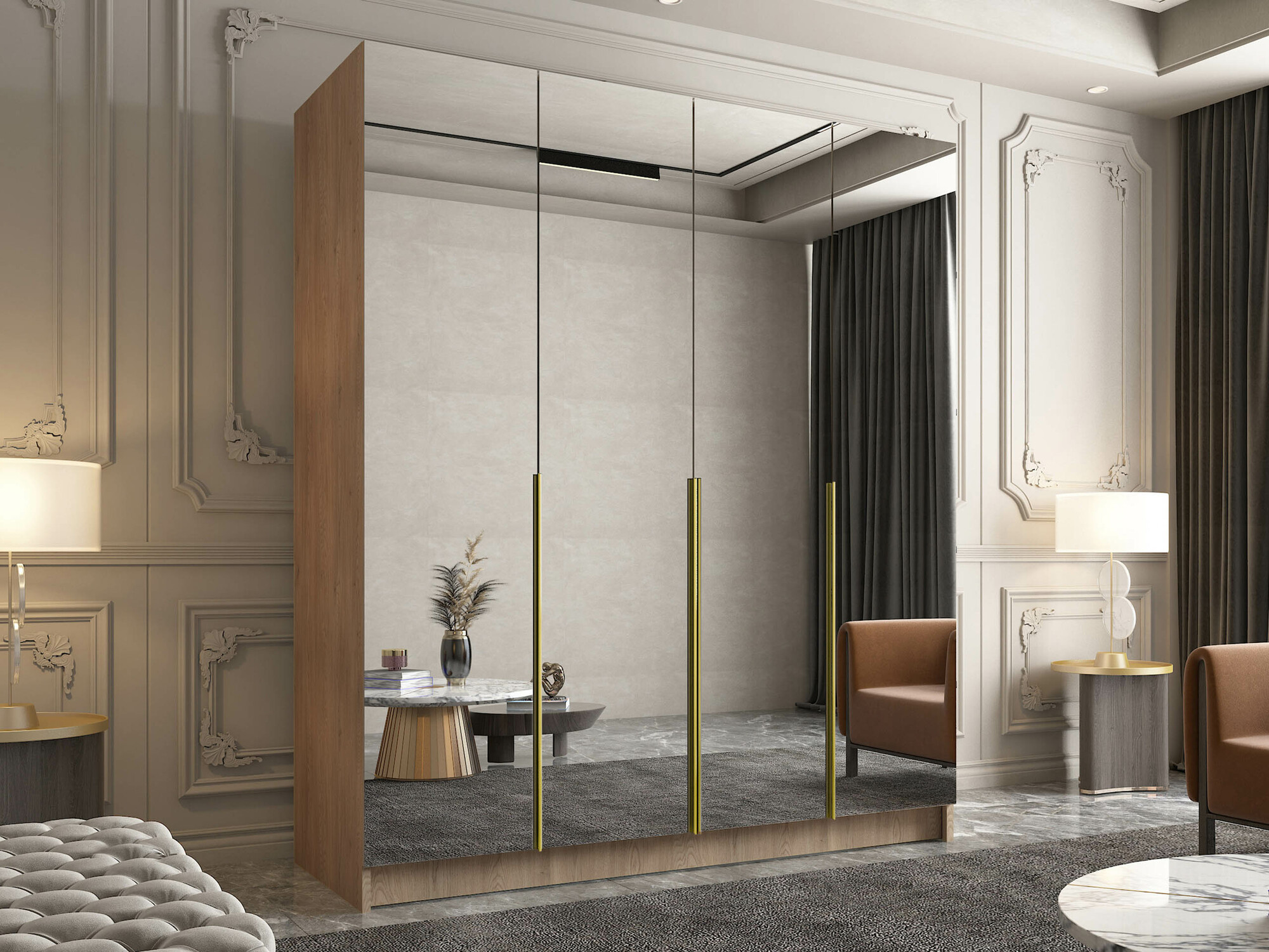 Riidekapp Closico 190 (Ere puit + Kuldne)