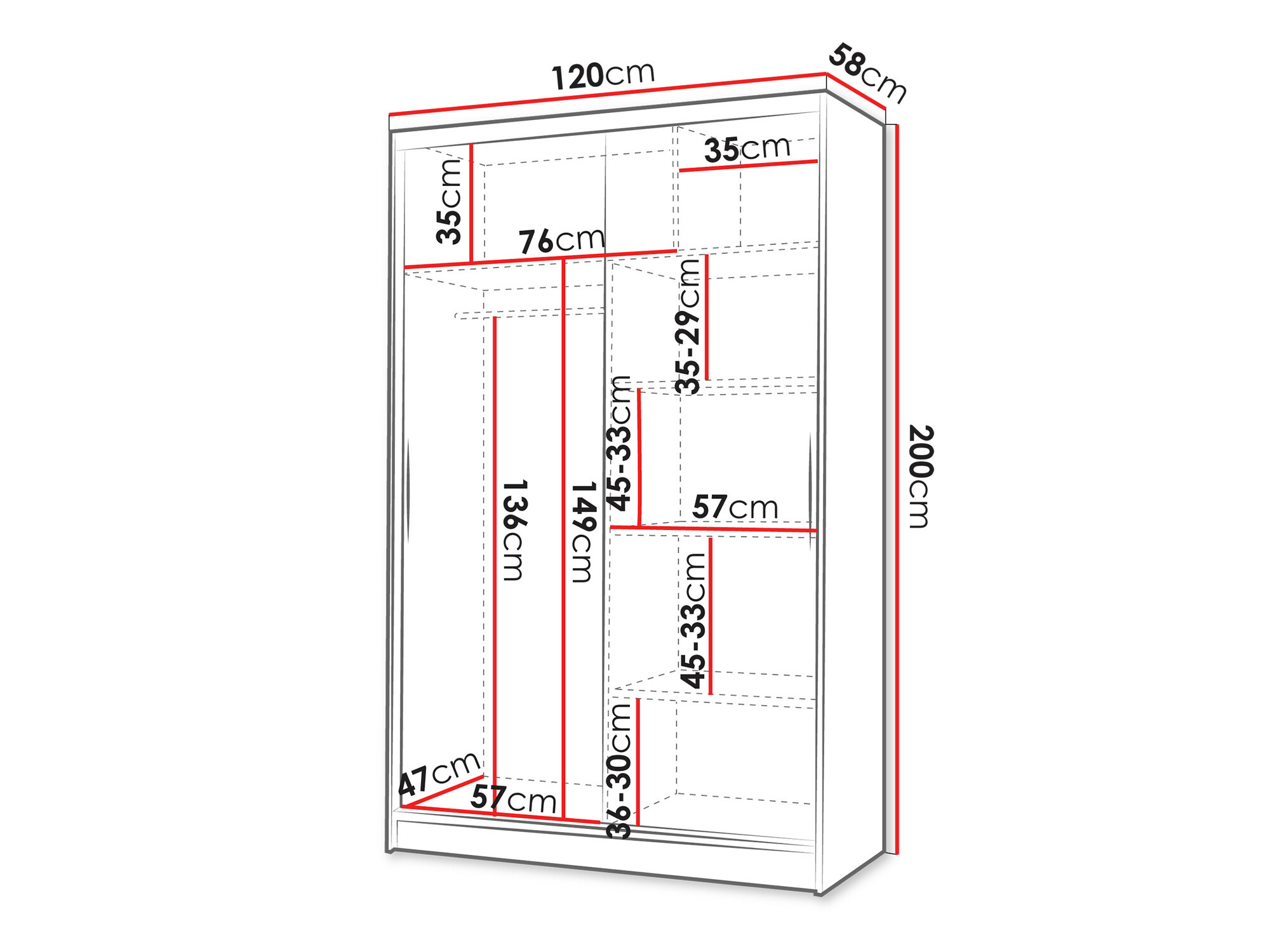 Riidekapp Closico 148 (Valge)