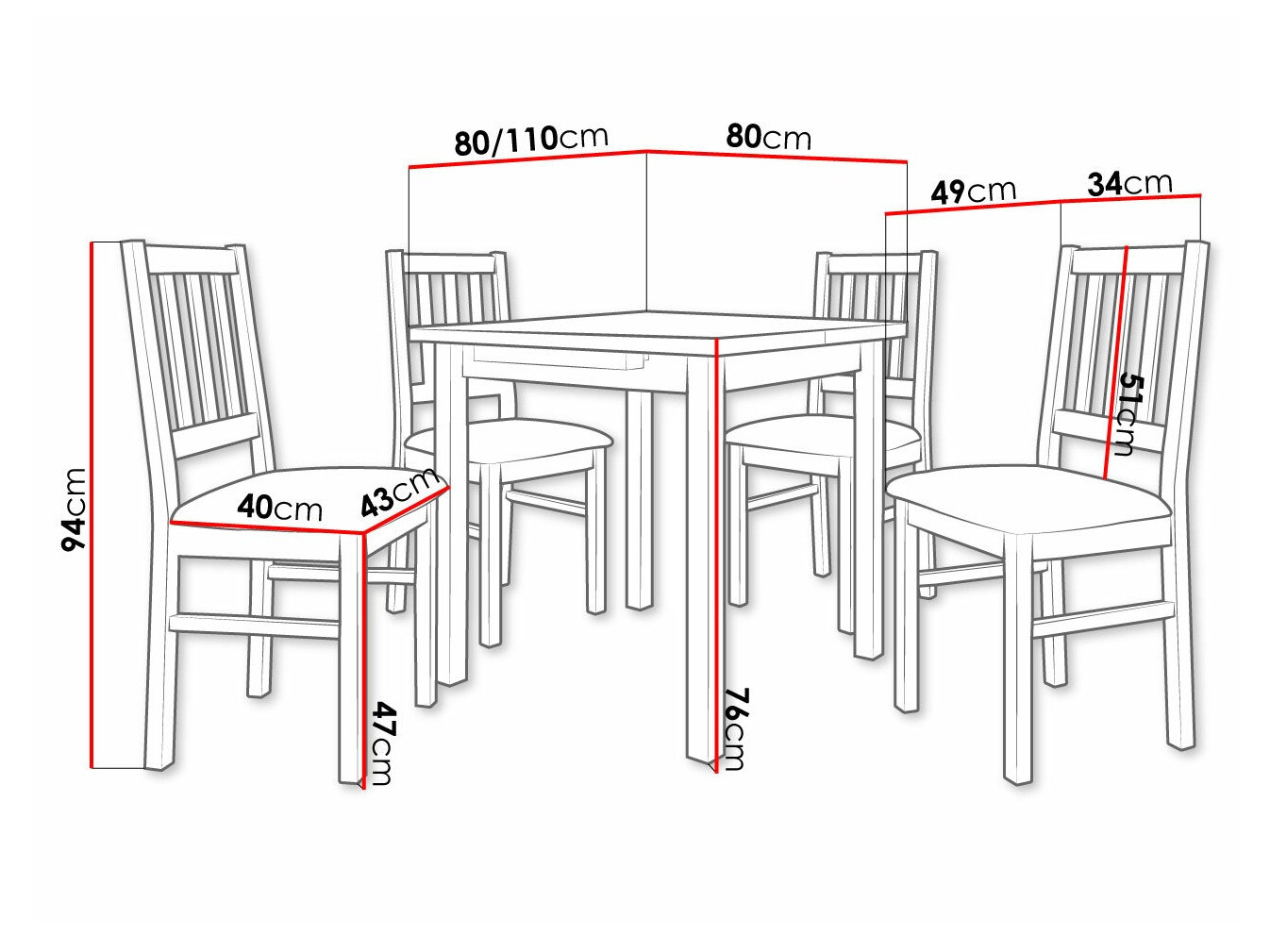 Söögitoakomplekt Victorville 275 (Valge)