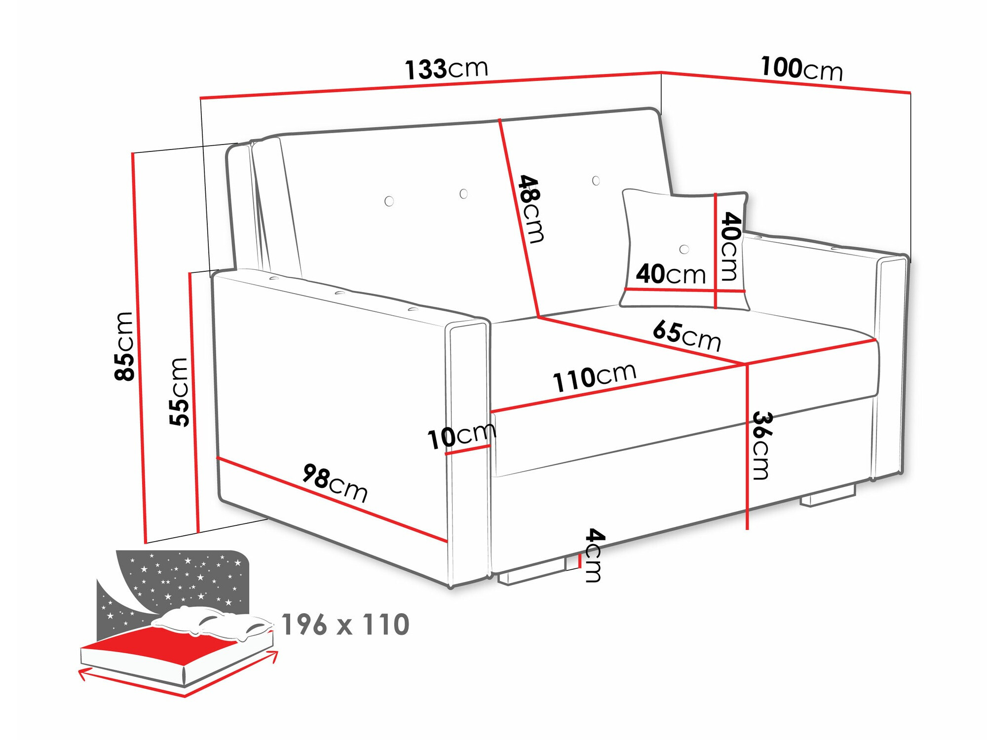 Diivanvoodi Columbus 235 (Coral 65)