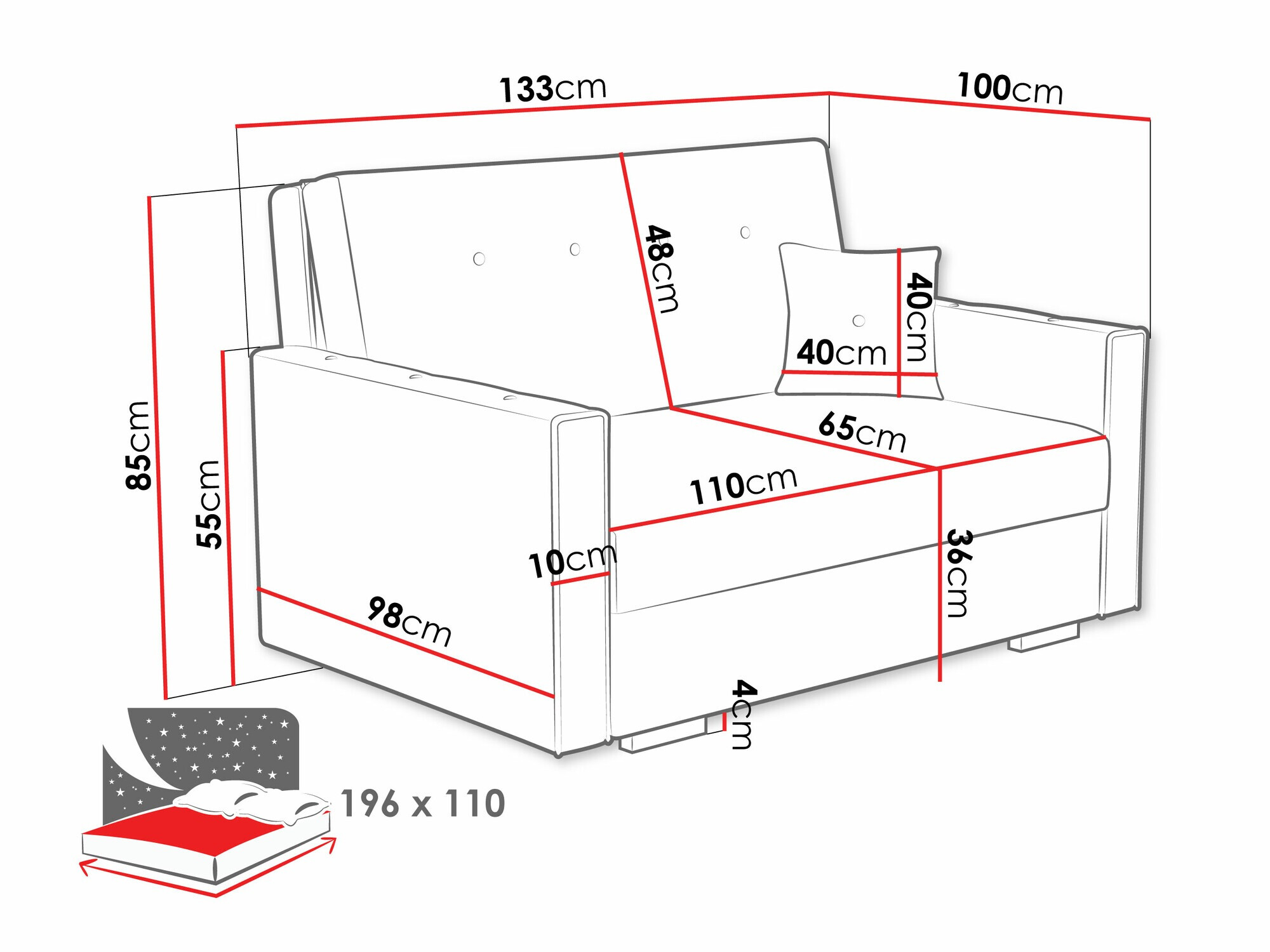 Diivanvoodi Columbus 235 (Coral 75)