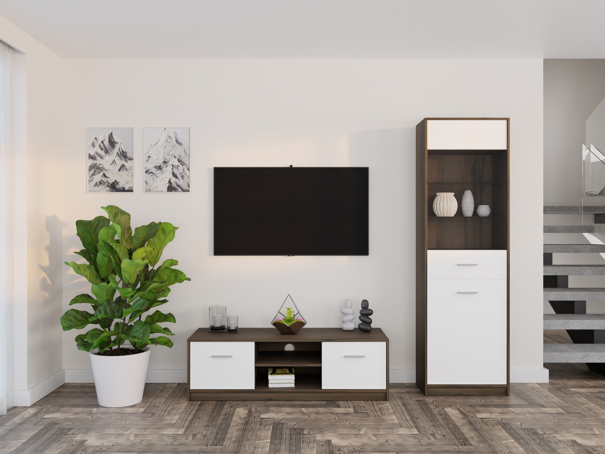 Elutoa komplekt Novsore 161 (Tume tamm + Valge)