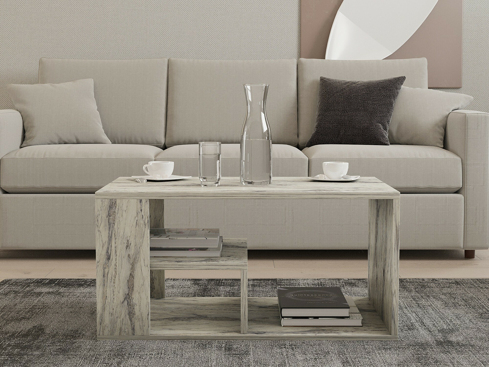 Diivanilaud Kailua 2435 (Valge marmor)