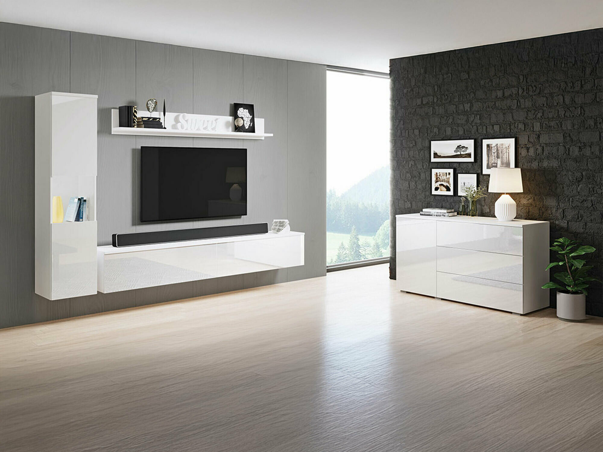 Elutoa komplekt Sarasota 132 (Valge + Läikiv valge)