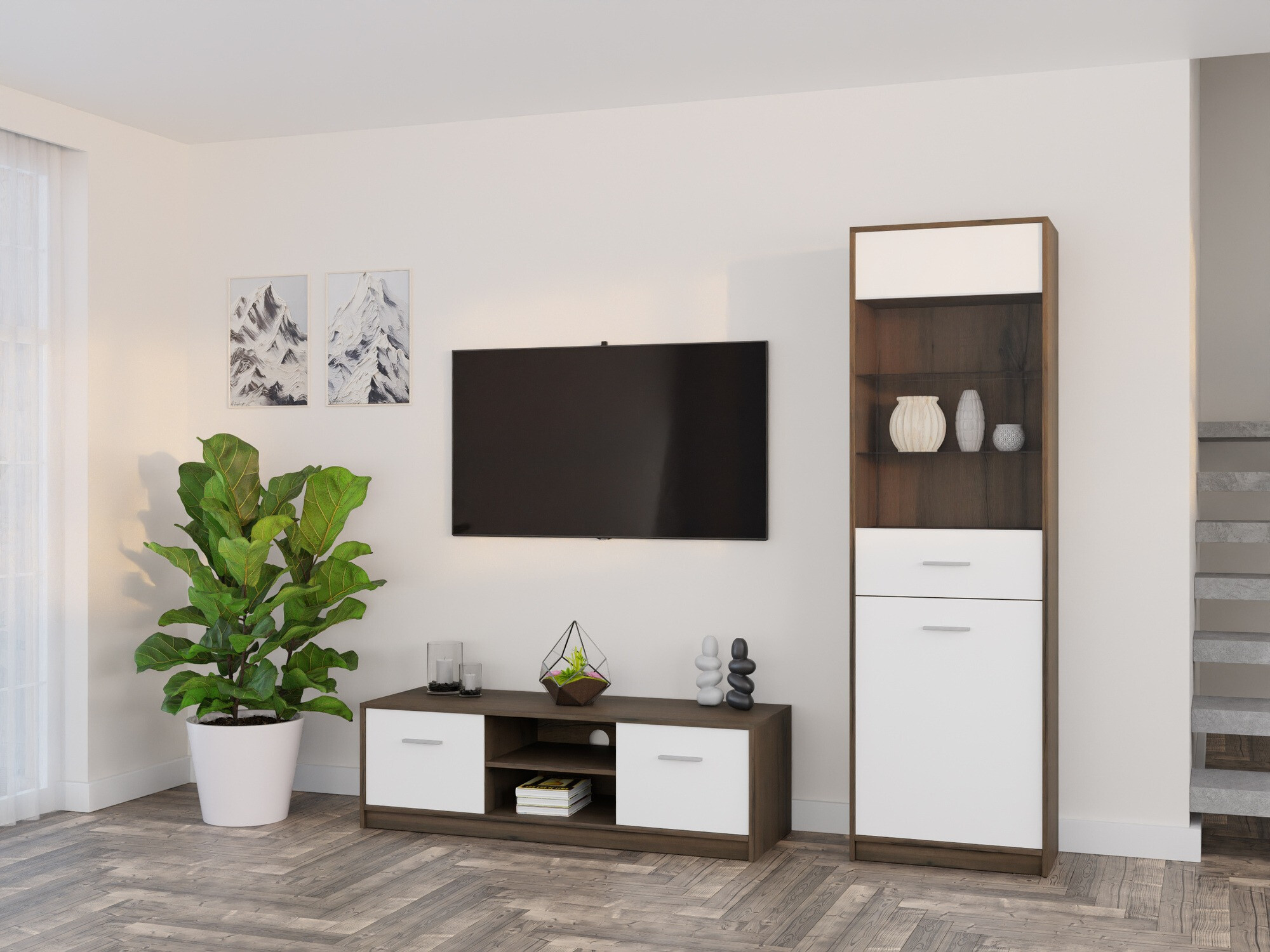 Elutoa komplekt Novsore 161 (Tume tamm + Valge)