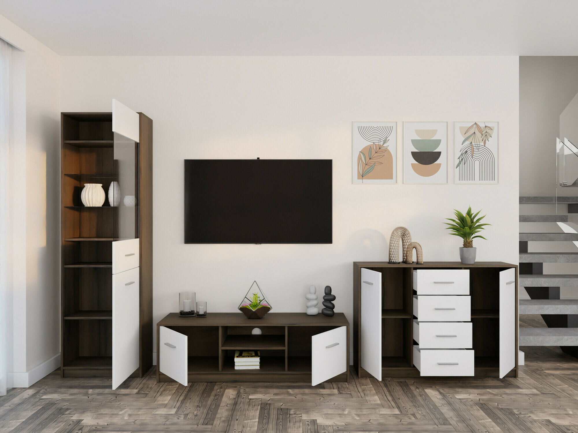 Elutoa komplekt Novsore 162 (Tume tamm + Valge)