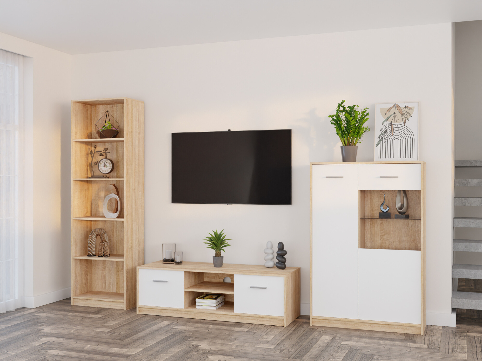 Elutoa komplekt Novsore 164 (Sonoma tamm + Valge)