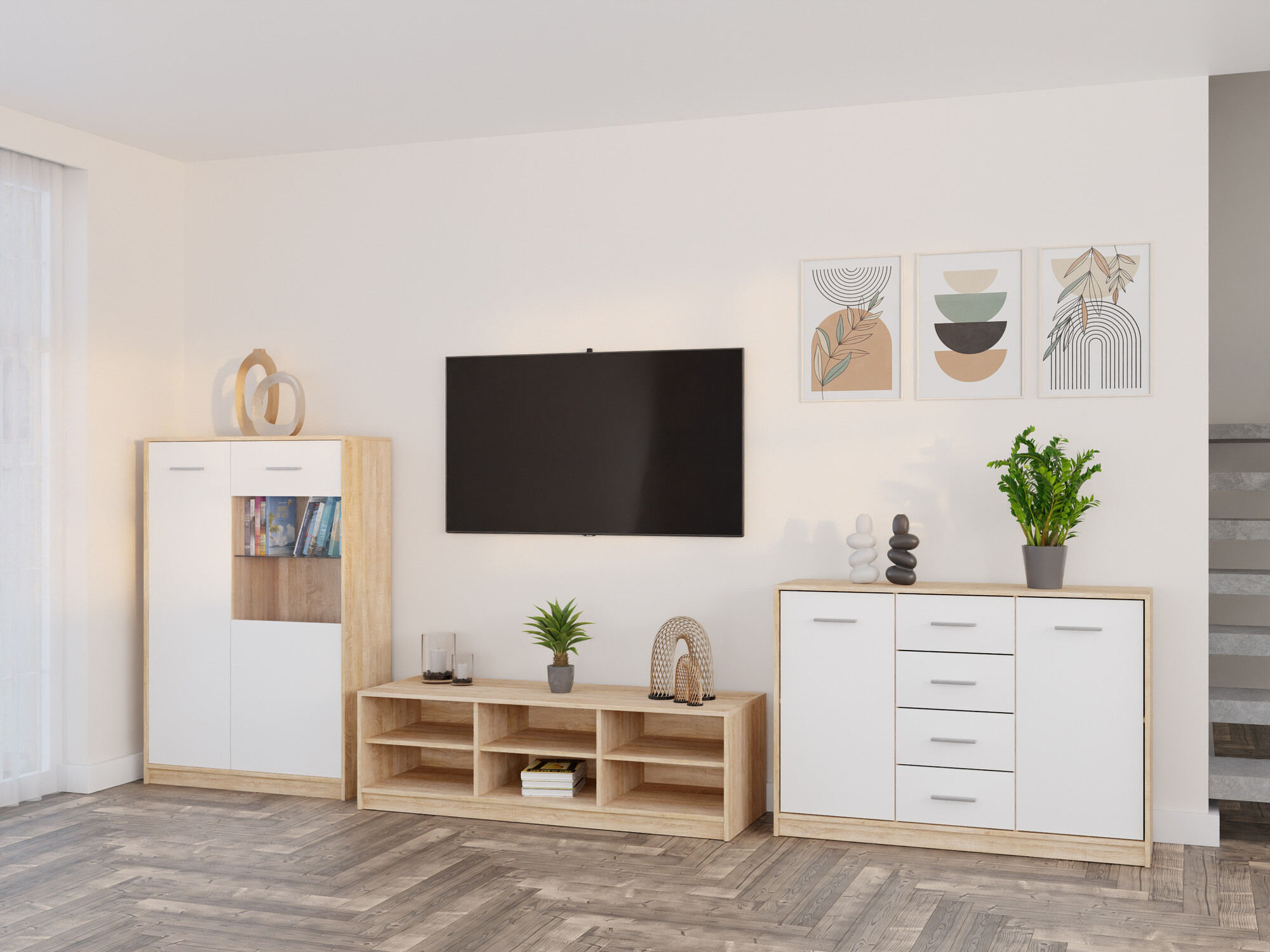 Elutoa komplekt Novsore 165 (Sonoma tamm + Valge)