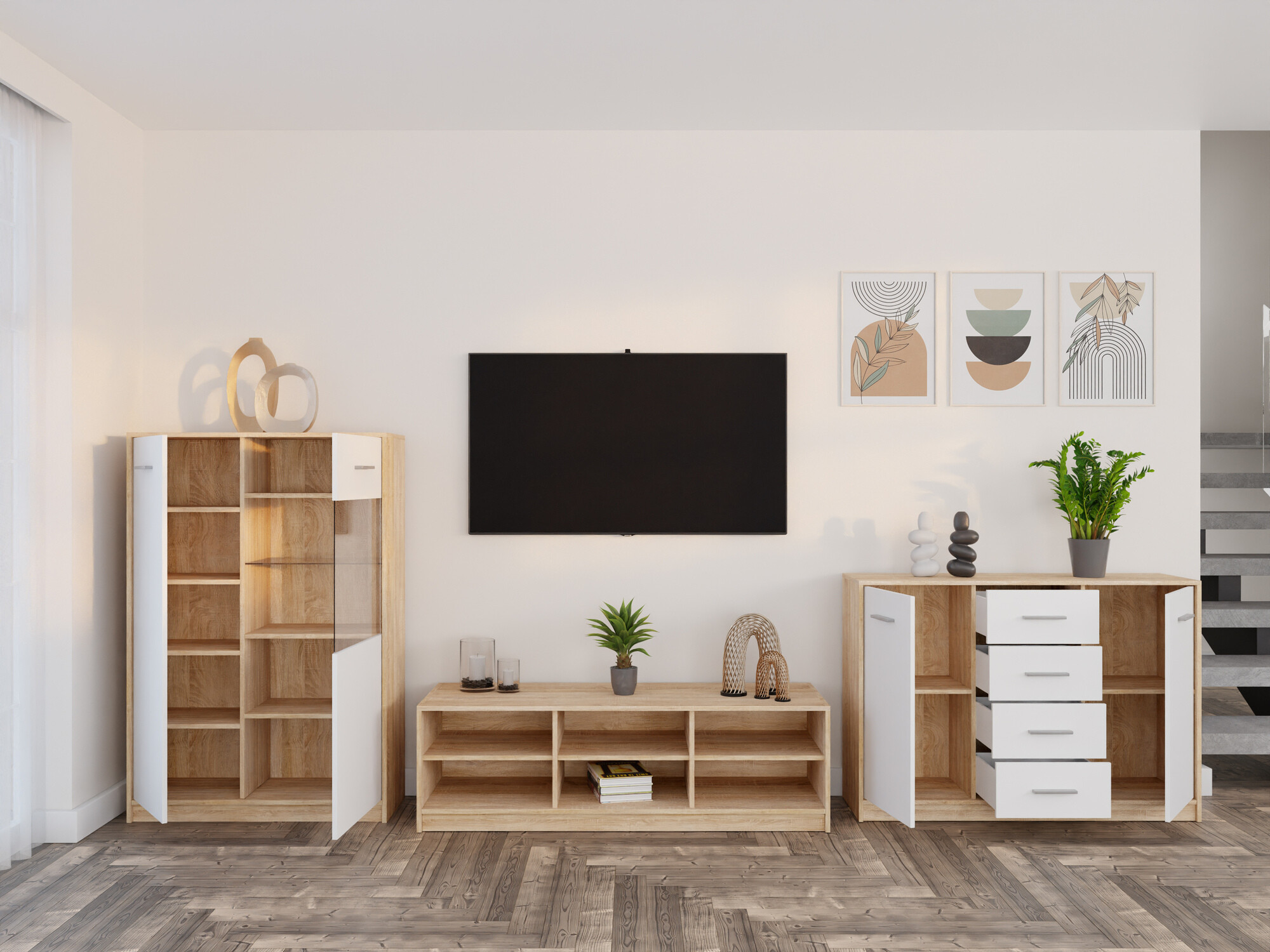 Elutoa komplekt Novsore 165 (Sonoma tamm + Valge)