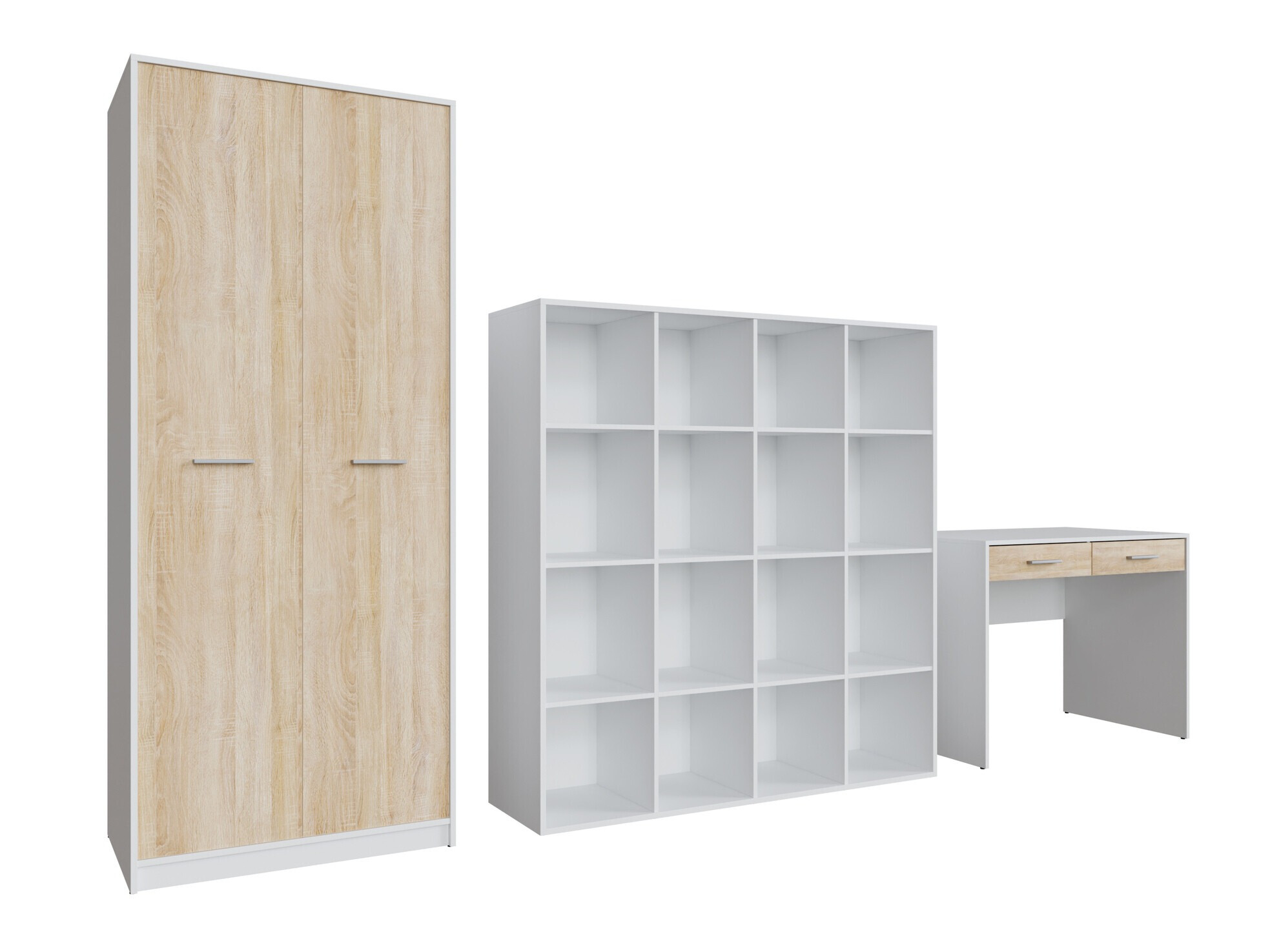 Kodukontori komplekt Novsore 166 (Valge + Sonoma tamm)