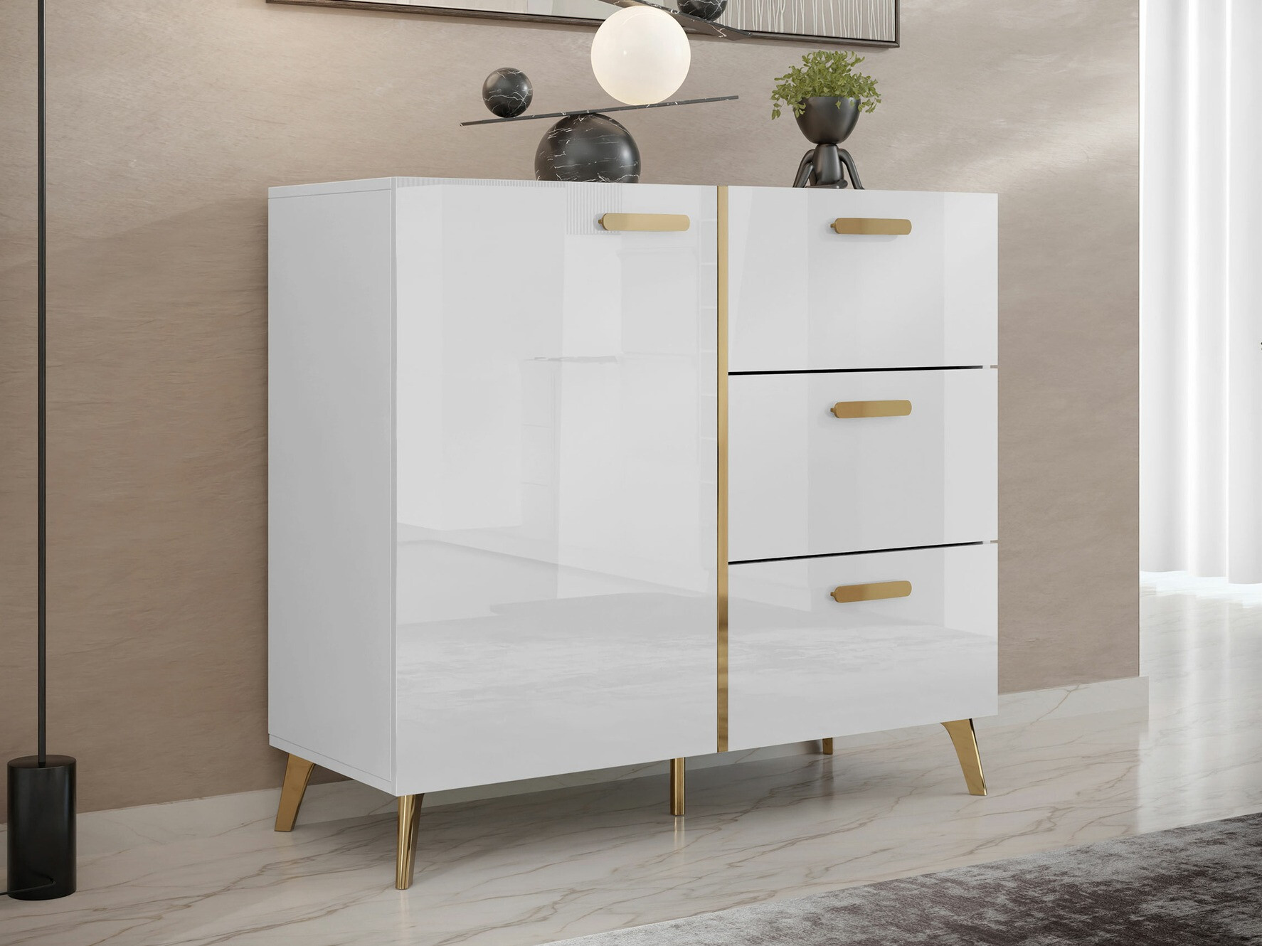 Kummut Comfivo Teslomo 108 (Valge + Läikiv valge)