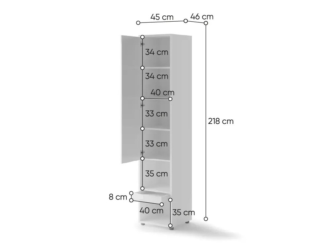 Mööblikomplekt Concept Pro Lenart VI (Valge + Hall)