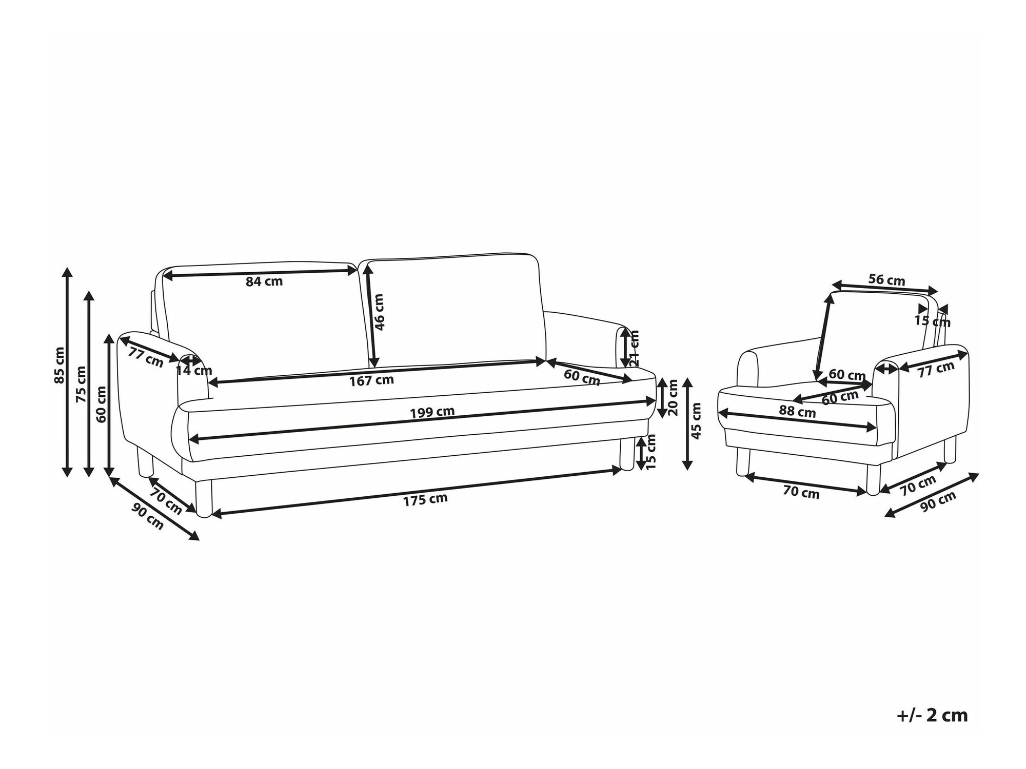 Pehme mööbli komplekt Berwyn 2588 (Valge)