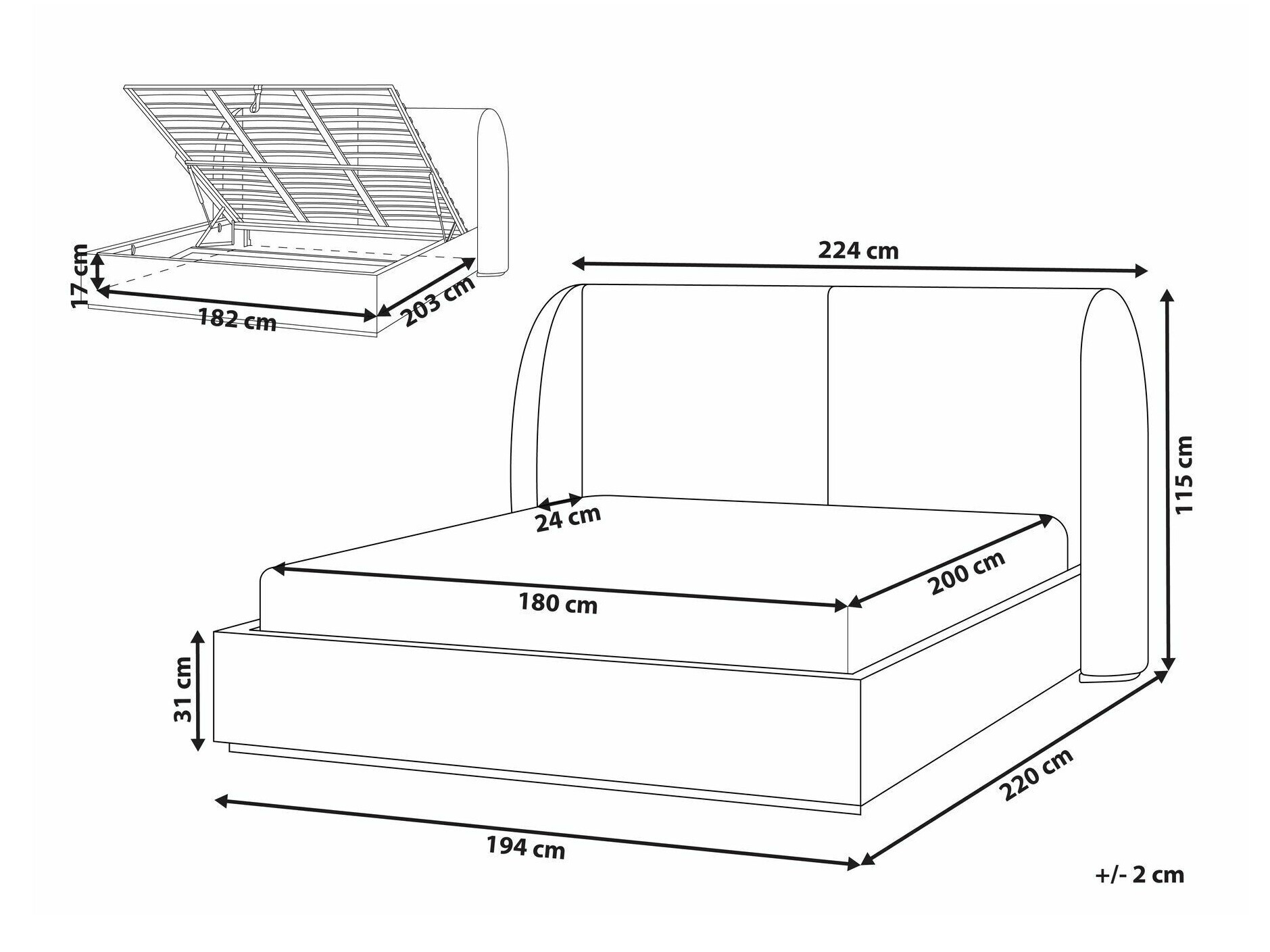 Voodi Berwyn 2593 (Valge)