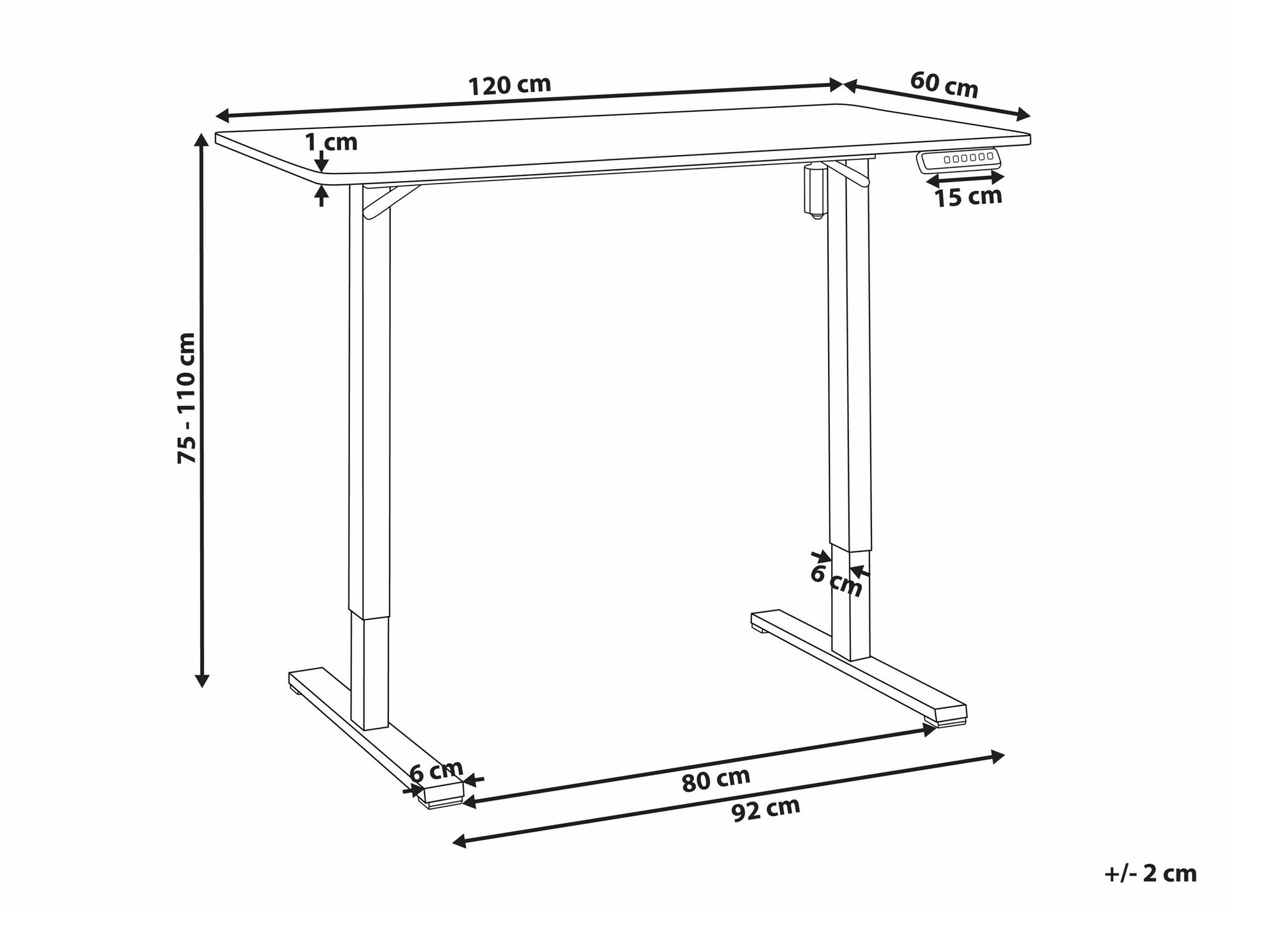 Reguleeritava kõrgusega töölaud Berwyn 2639 (Valge)