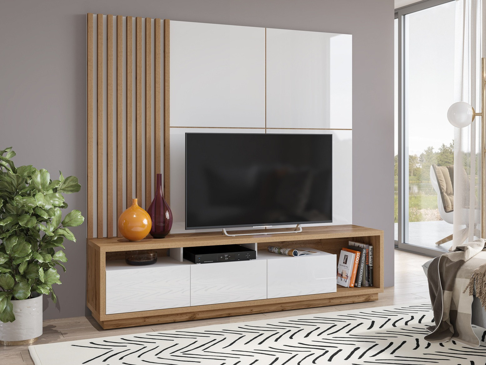 Elutoa komplekt Austin 360 (Wotani tamm + Valge + Läikiv valge)