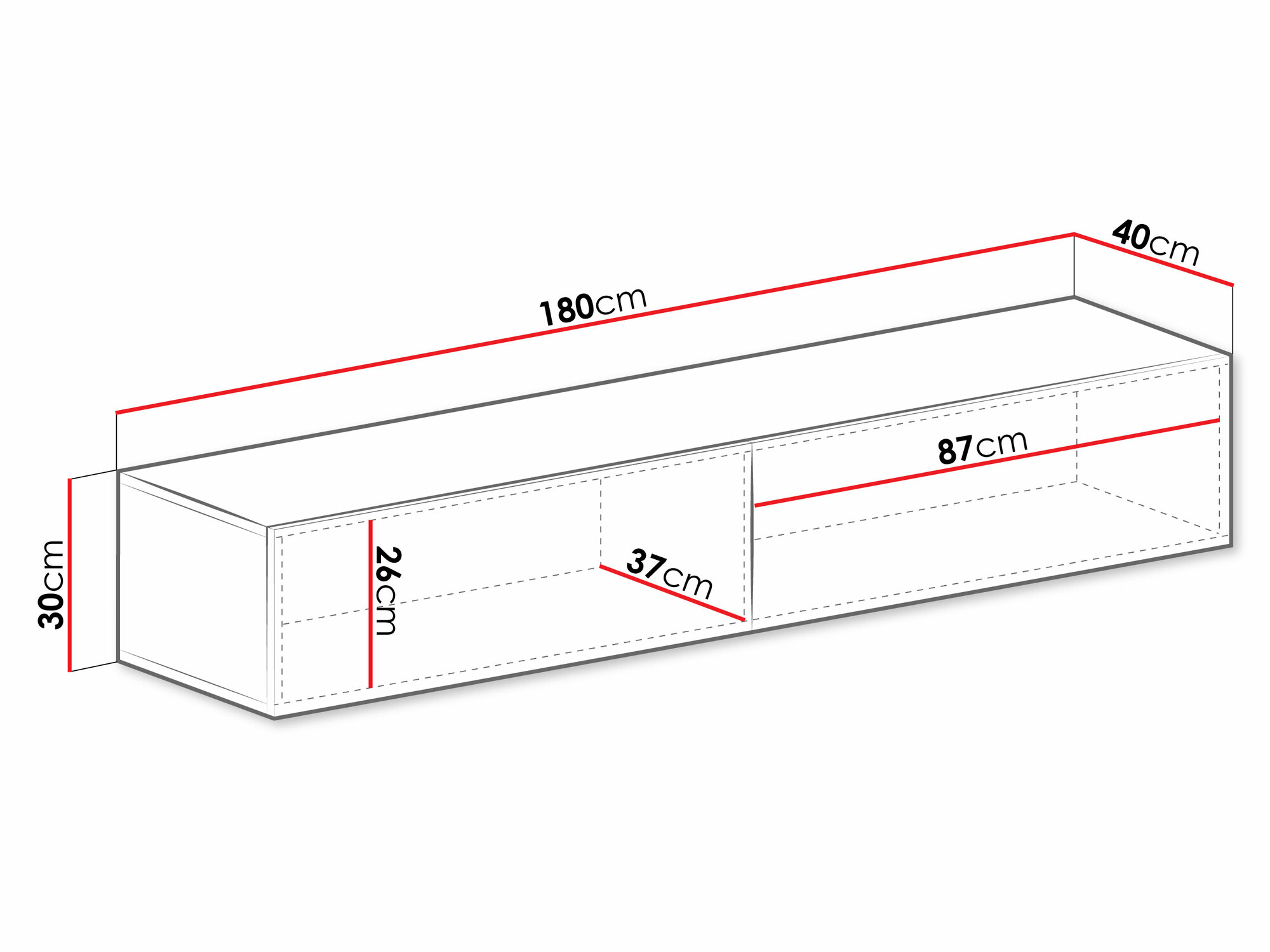 TV-alus Vilrin I (Valge + Läikiv valge)