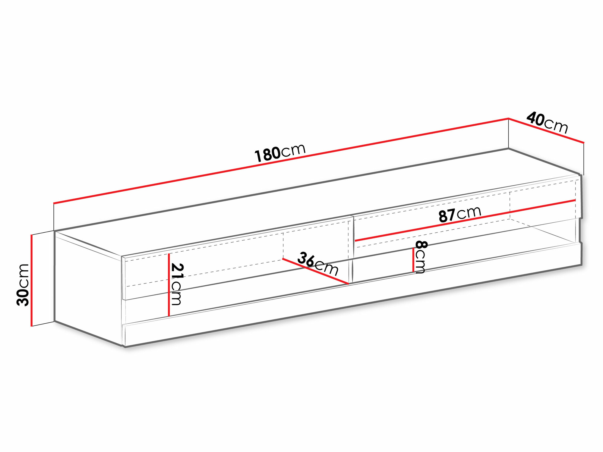 TV-alus Venenou 120 (Must + Läikiv must)
