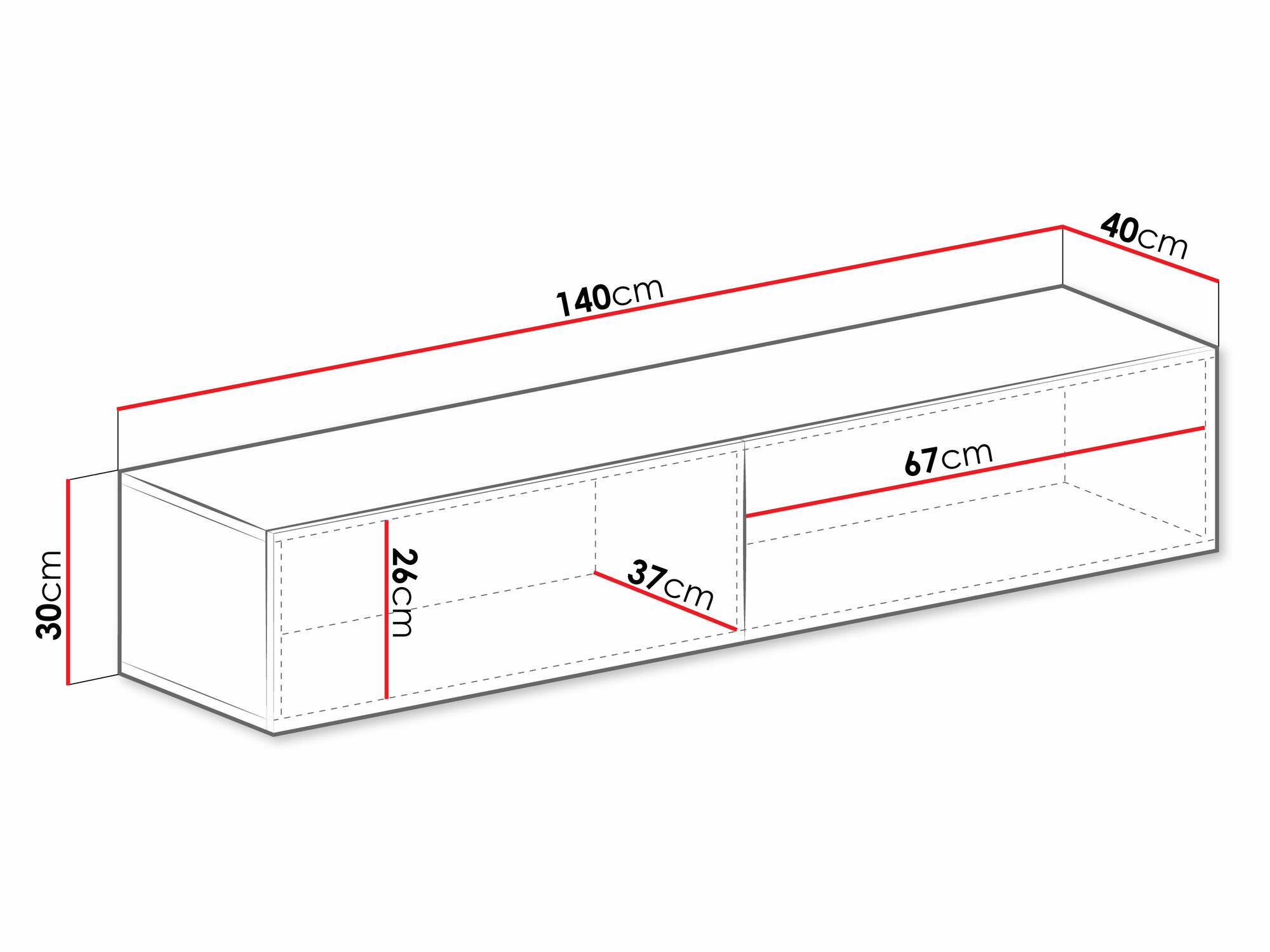 TV-alus Venenou 125 (Valge + Läikiv valge)