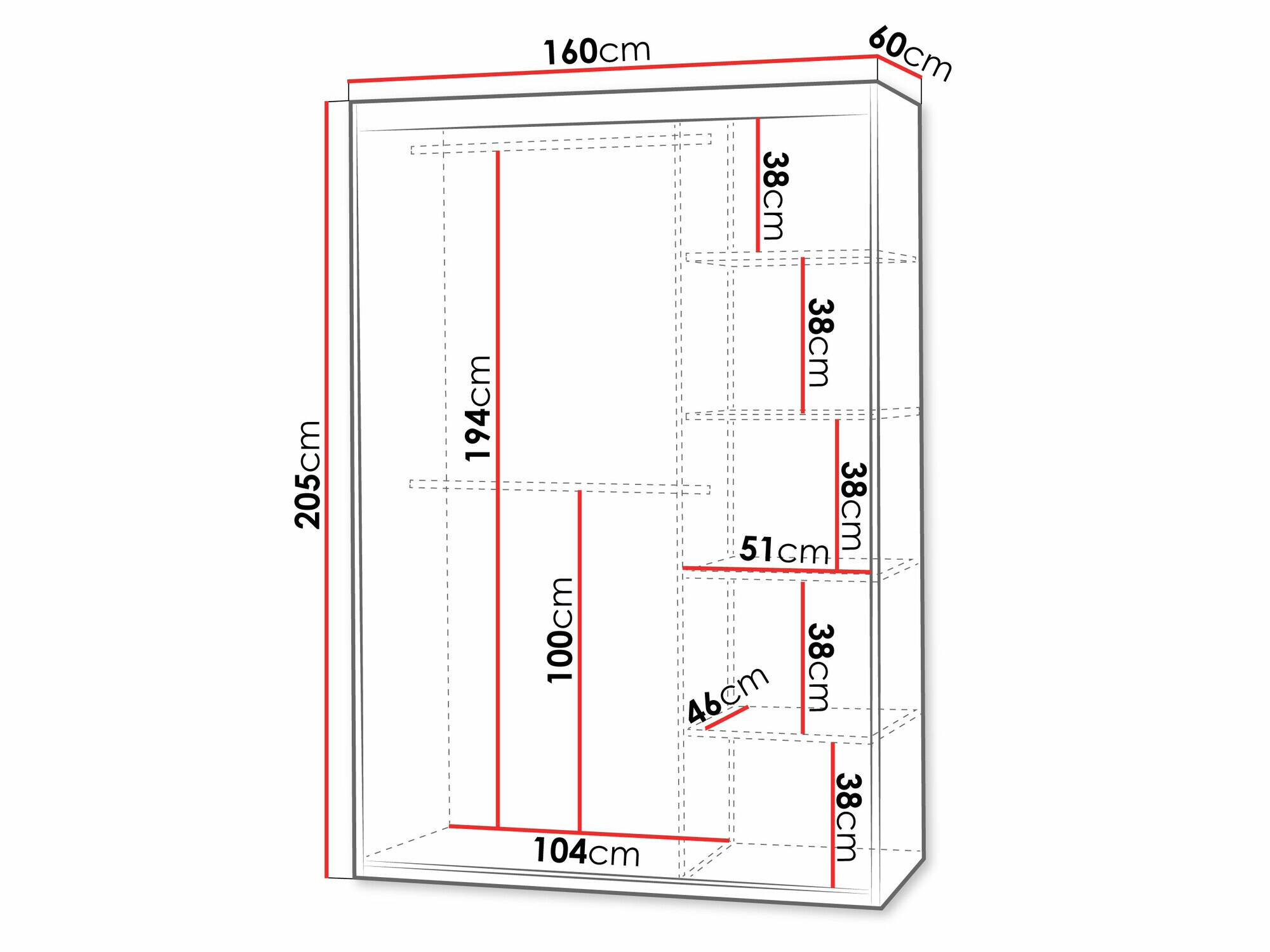Riidekapp Apopka 103 (Valge)