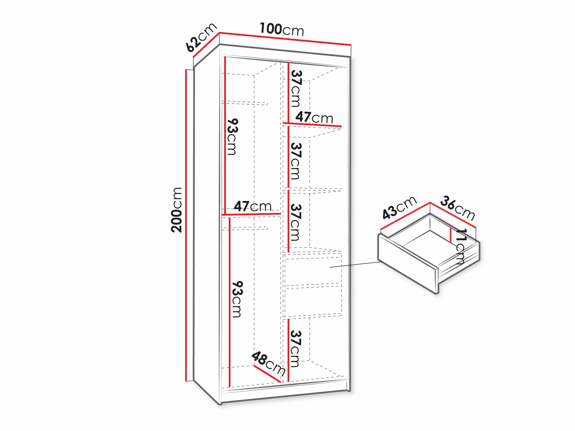 Riidekapp Hartford 498 (Must)