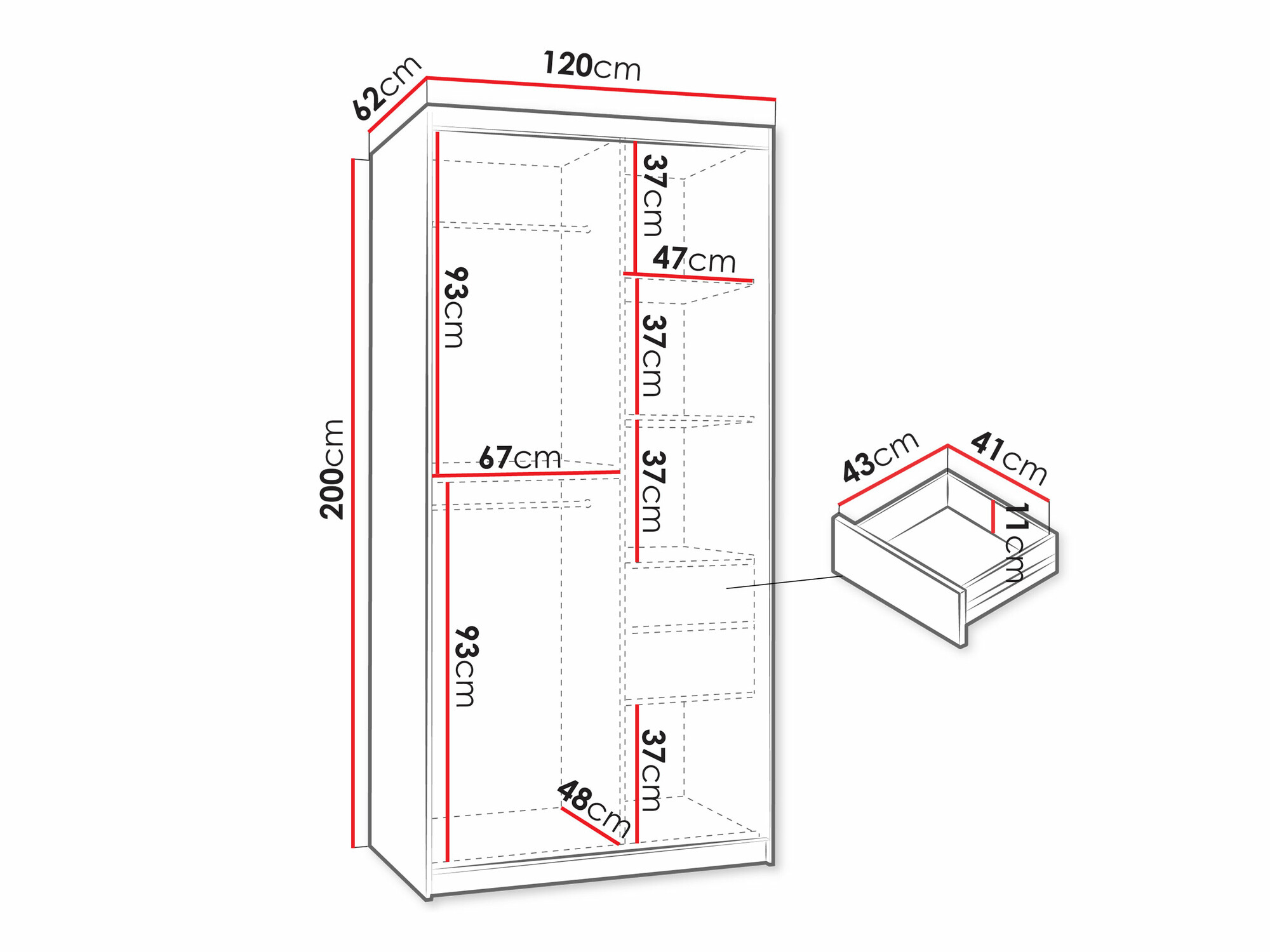 Riidekapp Hartford 501 (Valge)