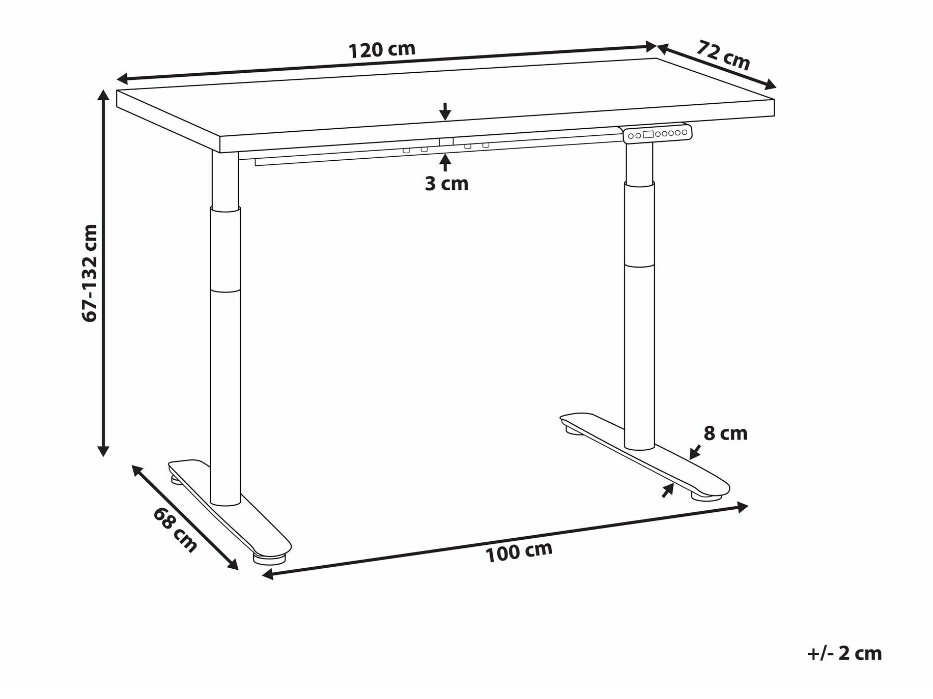 Reguleeritava kõrgusega töölaud Berwyn 2679 (Tume puit)