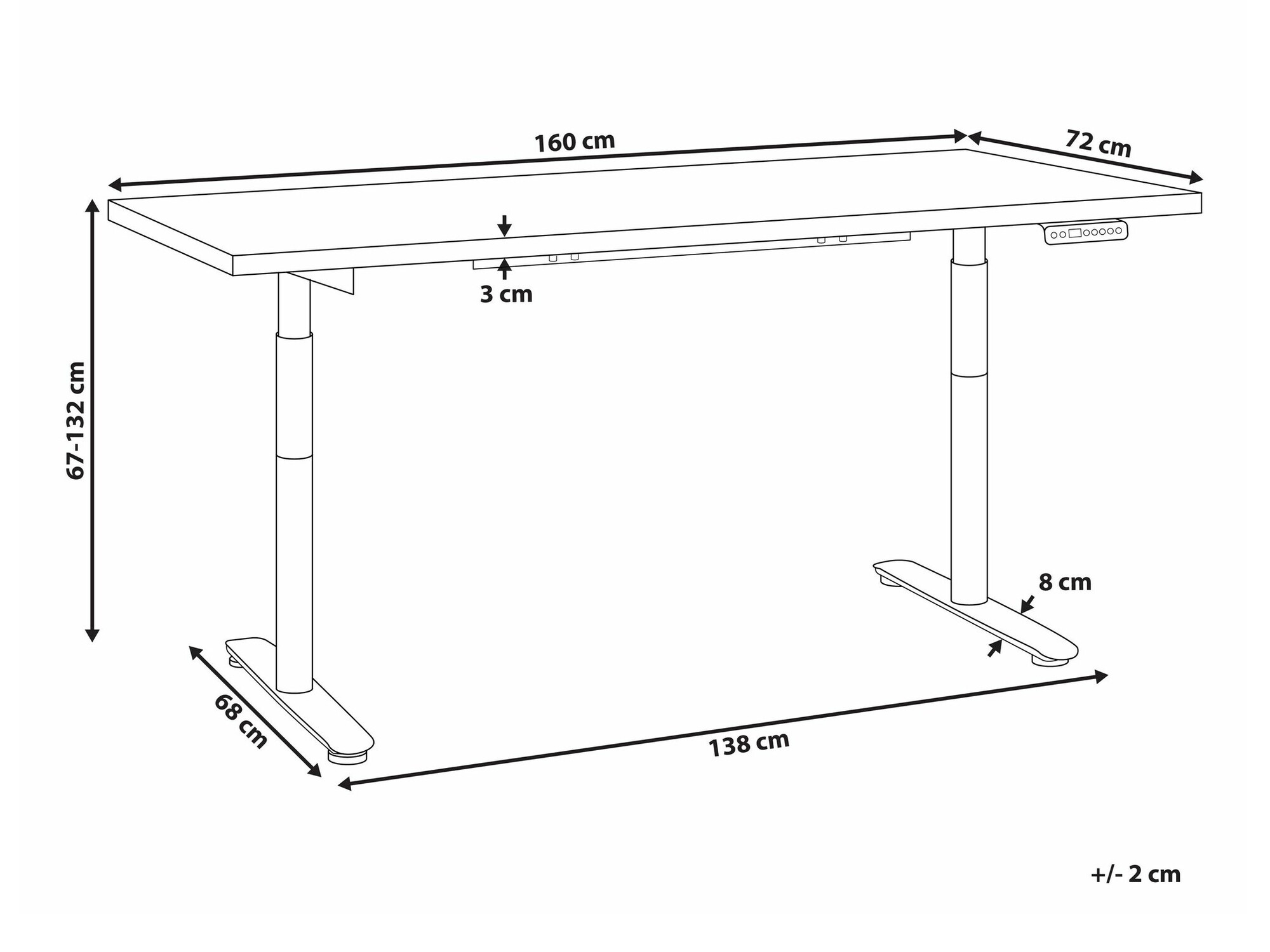 Reguleeritava kõrgusega töölaud Berwyn 2680 (Hall)