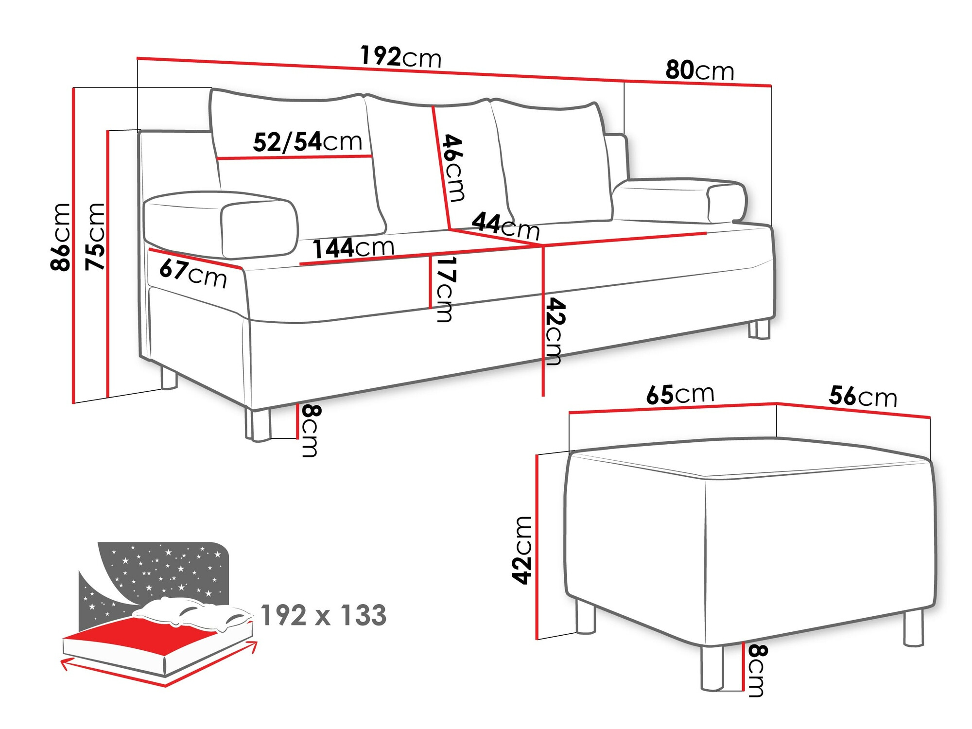 Pehme mööbli komplekt Comfivo 108 (Lux 05 + Lux 06)