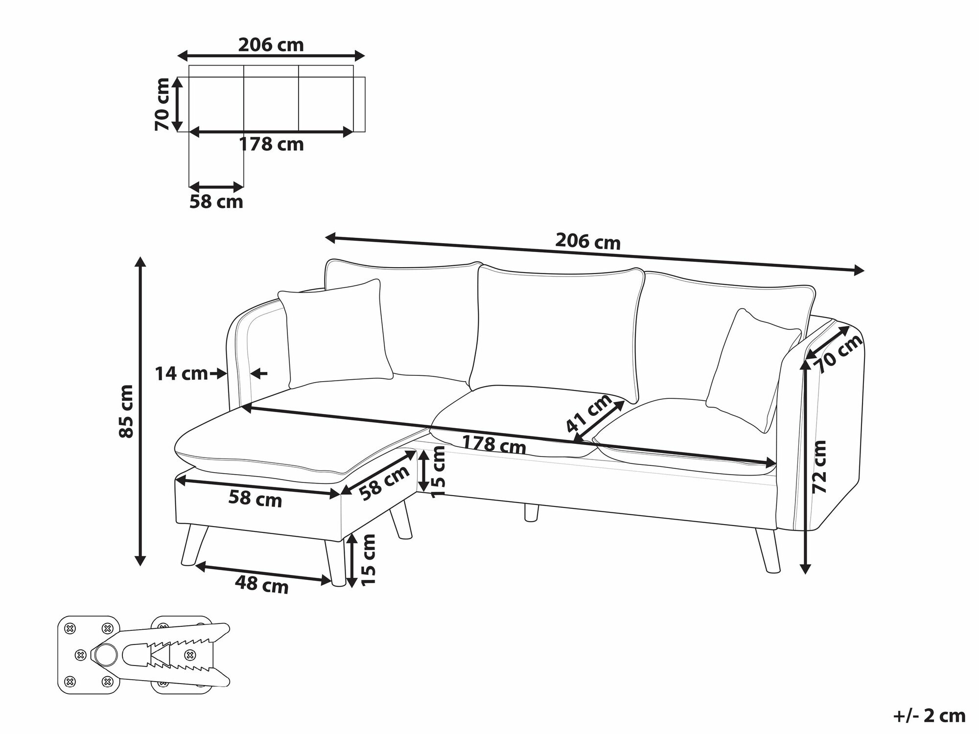 Pehme mööbli komplekt Berwyn 2696 (Helepruun)