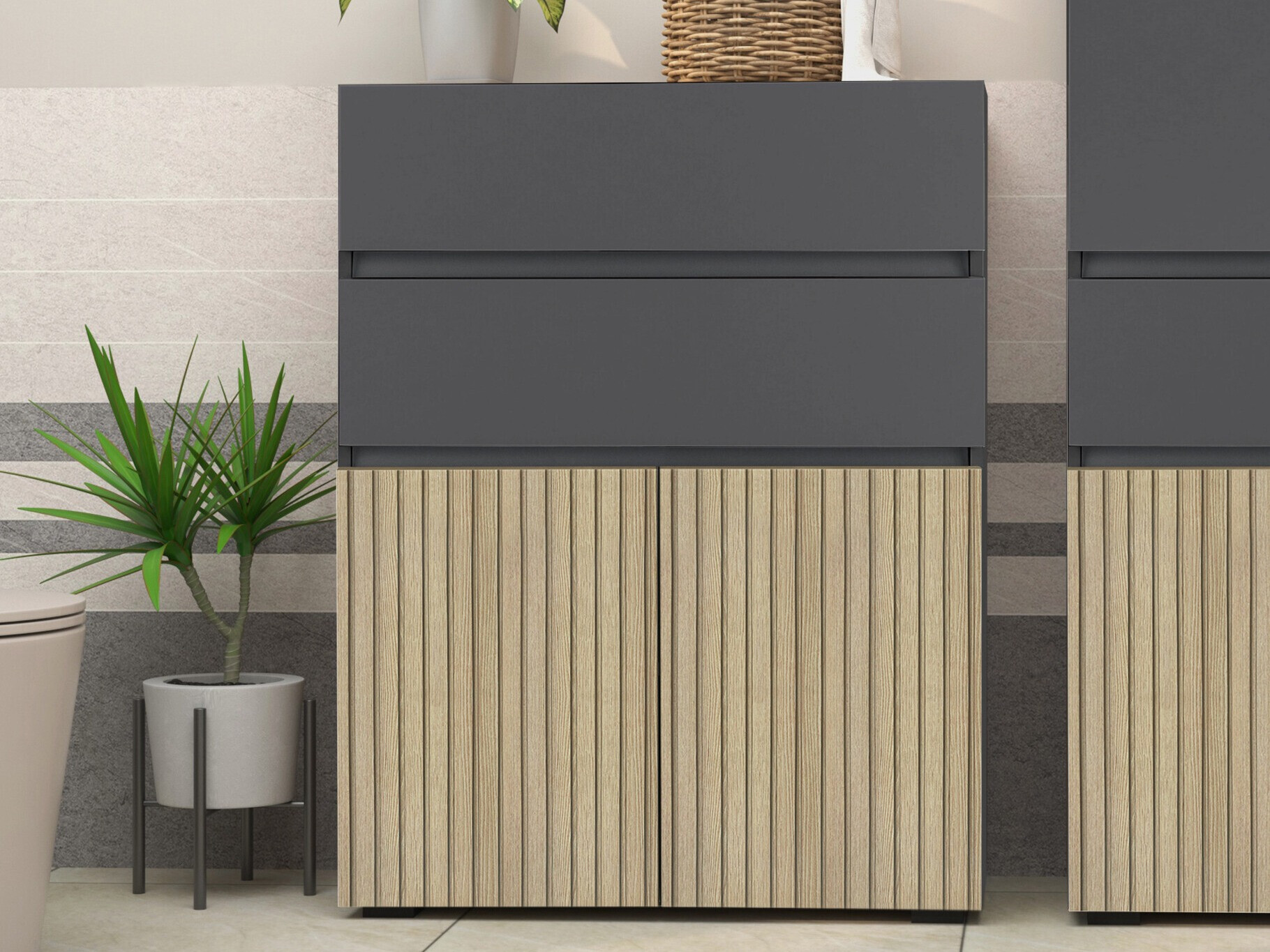 Vannitoa põrandakapp Soncamu 101 (Antratsiit + Hele tamm)