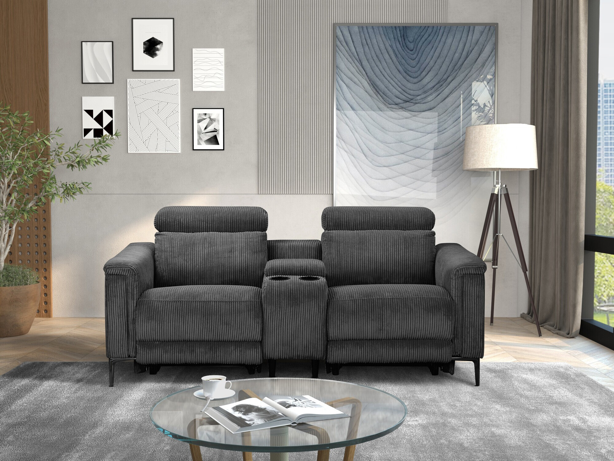 Diivan recliner Denton 1468 (Antratsiit)