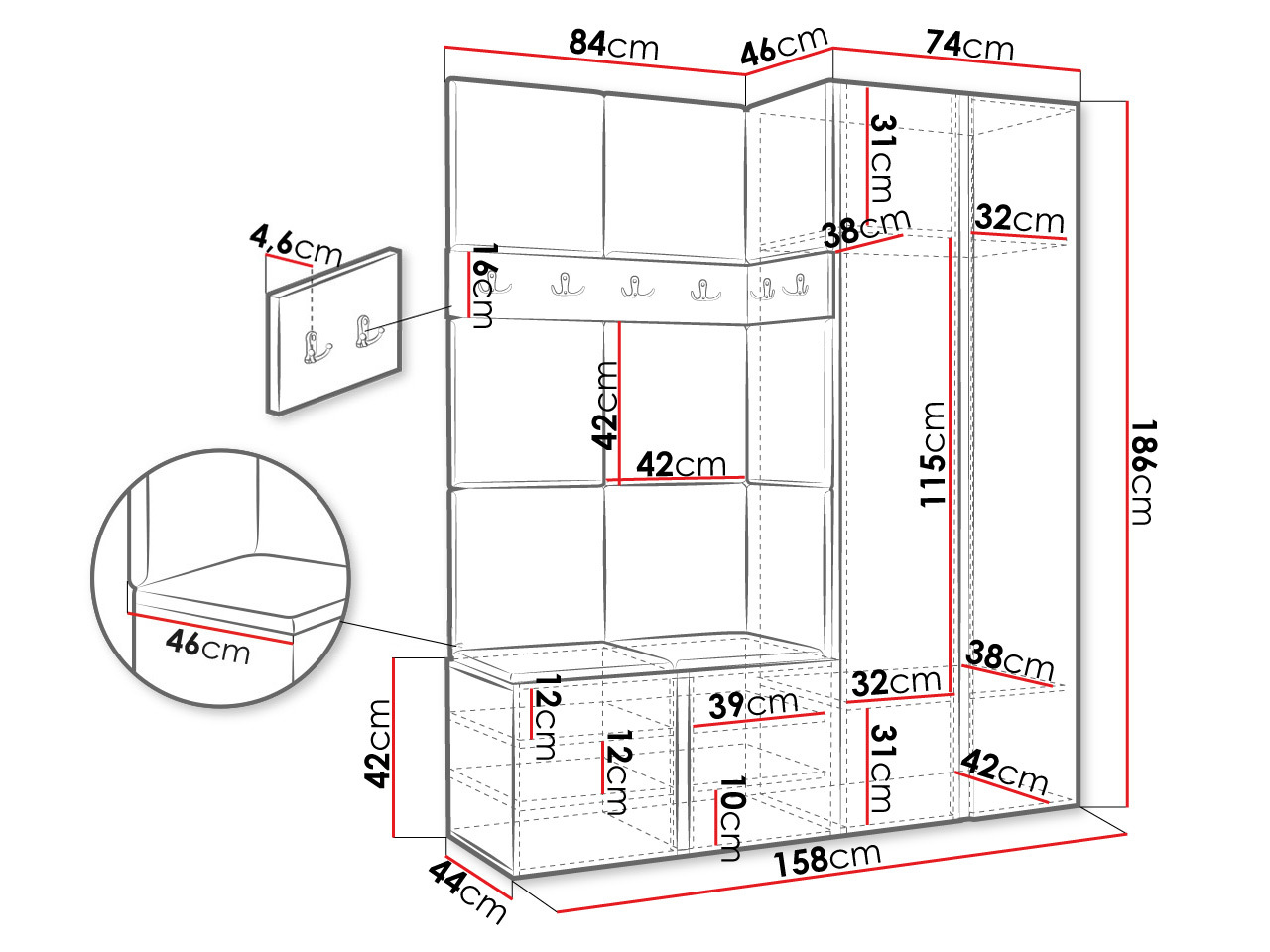 Esikukomplekt Hartford 278 (Valge)