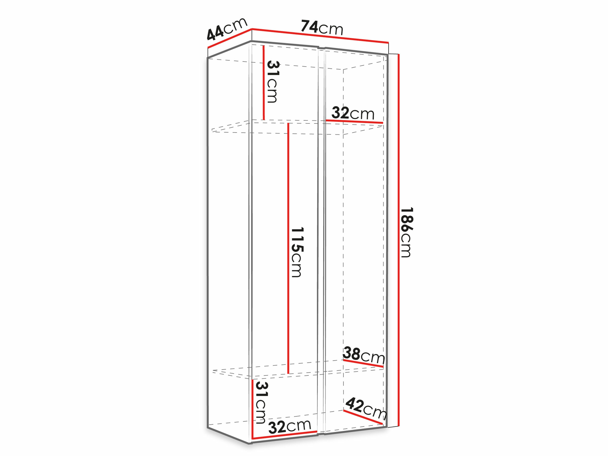 Riidekapp Hartford 394 (Valge)