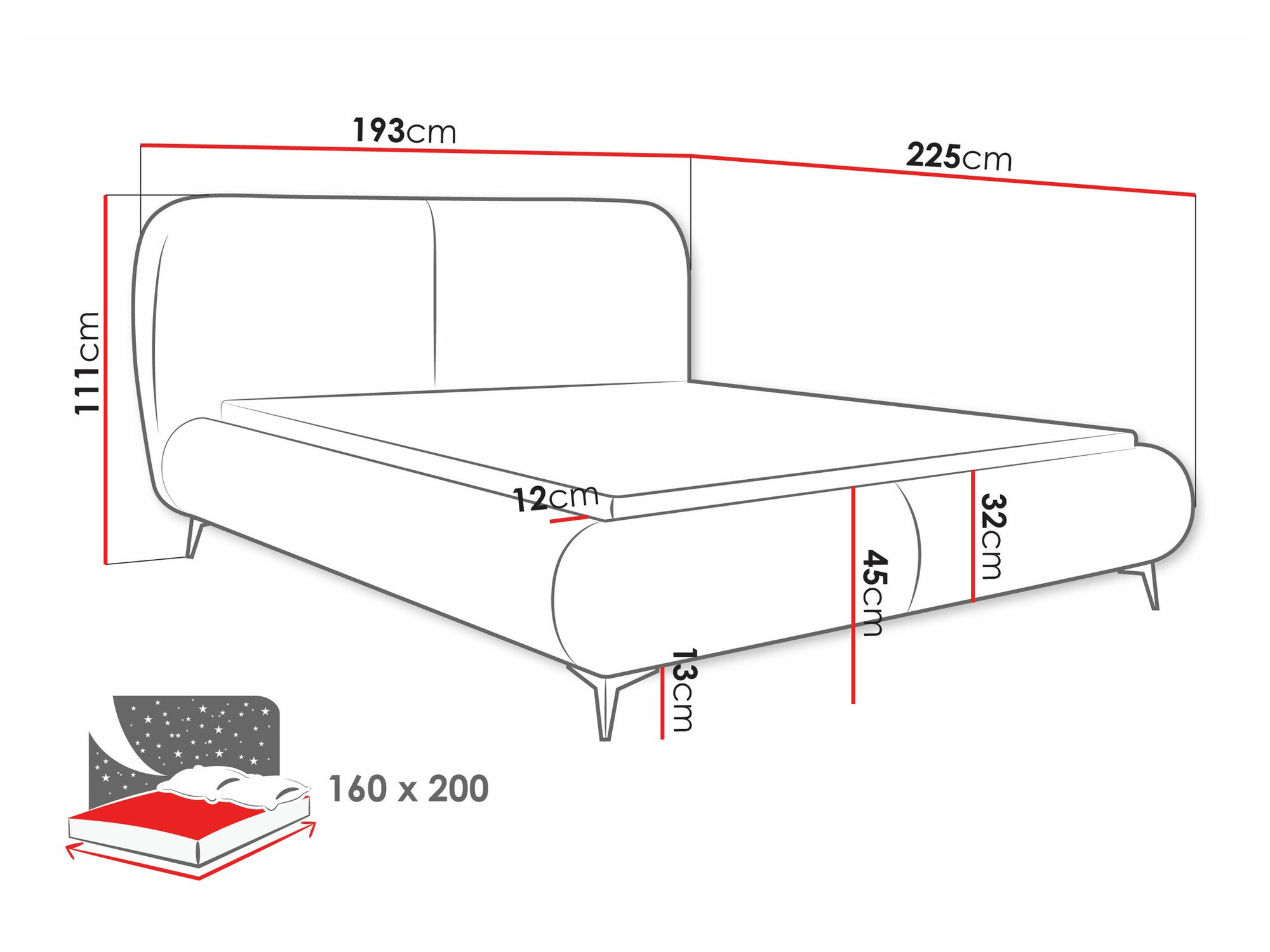 Voodi TrendyNest Fenara (Coral 50)