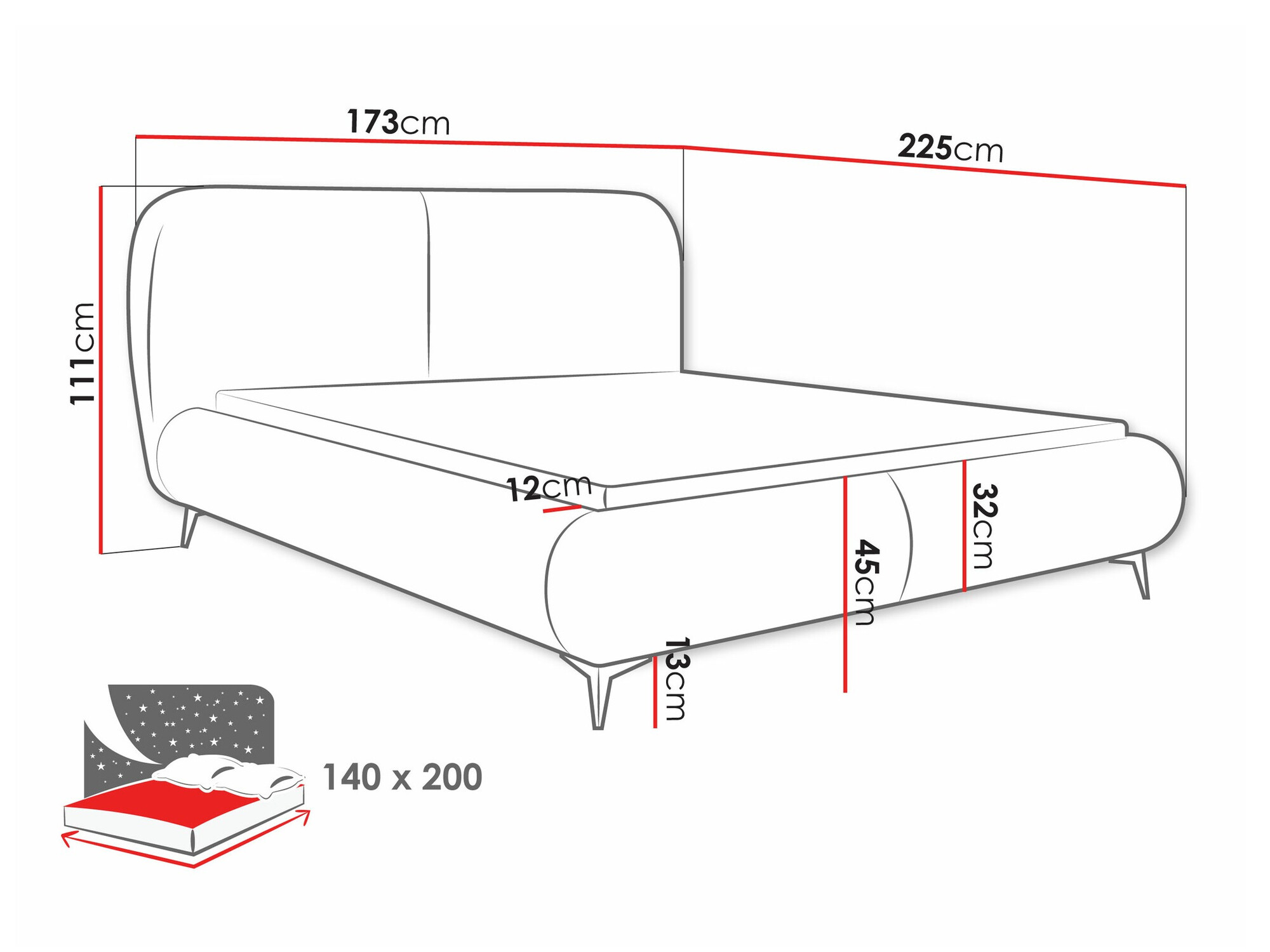 Voodi TrendyNest Fenara (Coral 75)