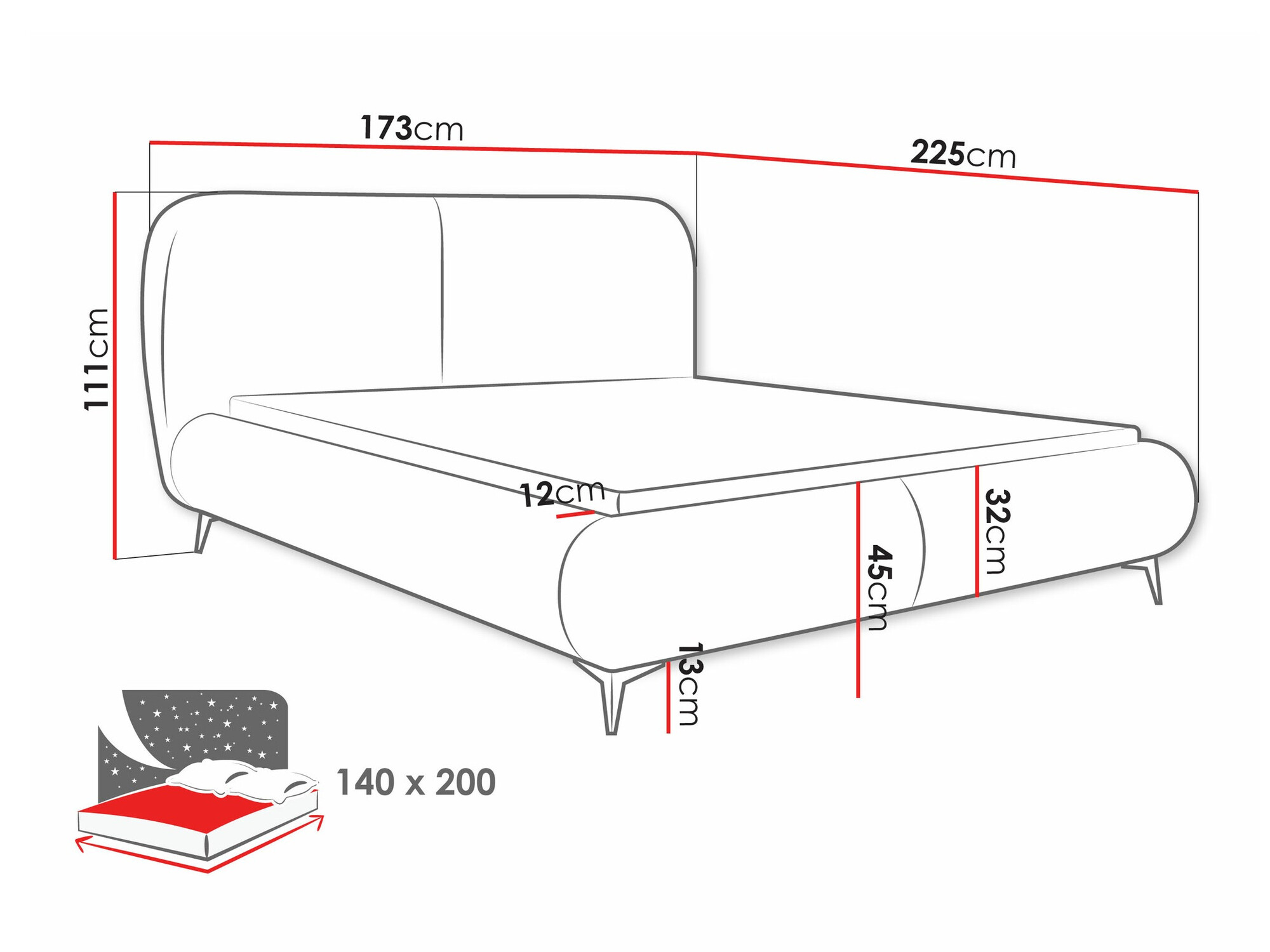 Voodi TrendyNest Fenara (Coral 80)