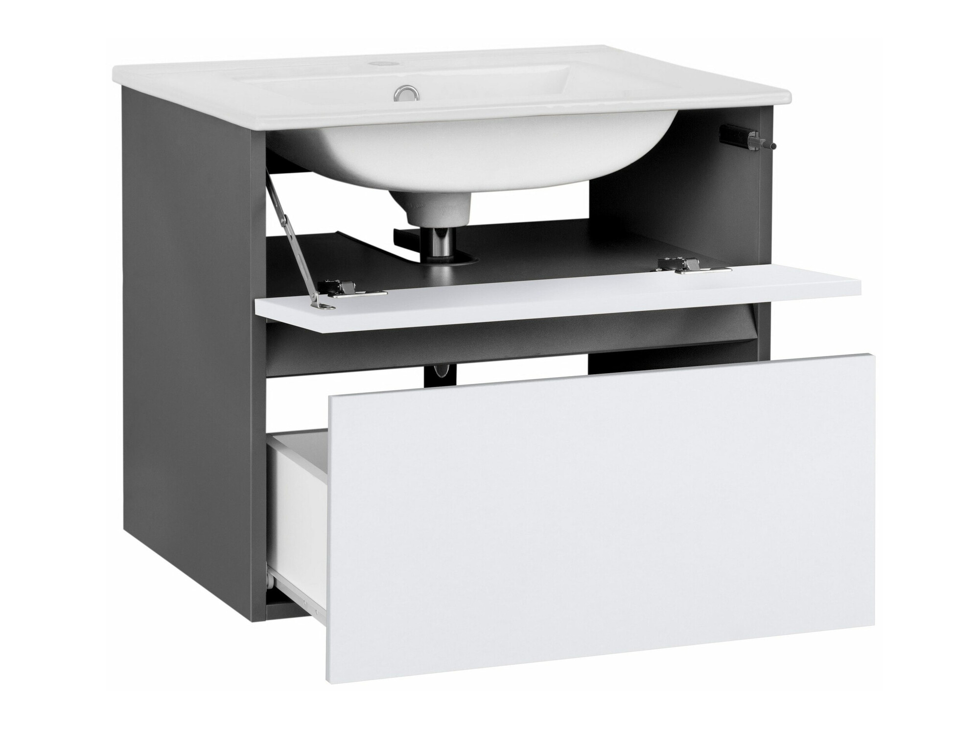 Vannitoa põrandakapp kraanikausile Denton 1478 (Valge + Antratsiit)