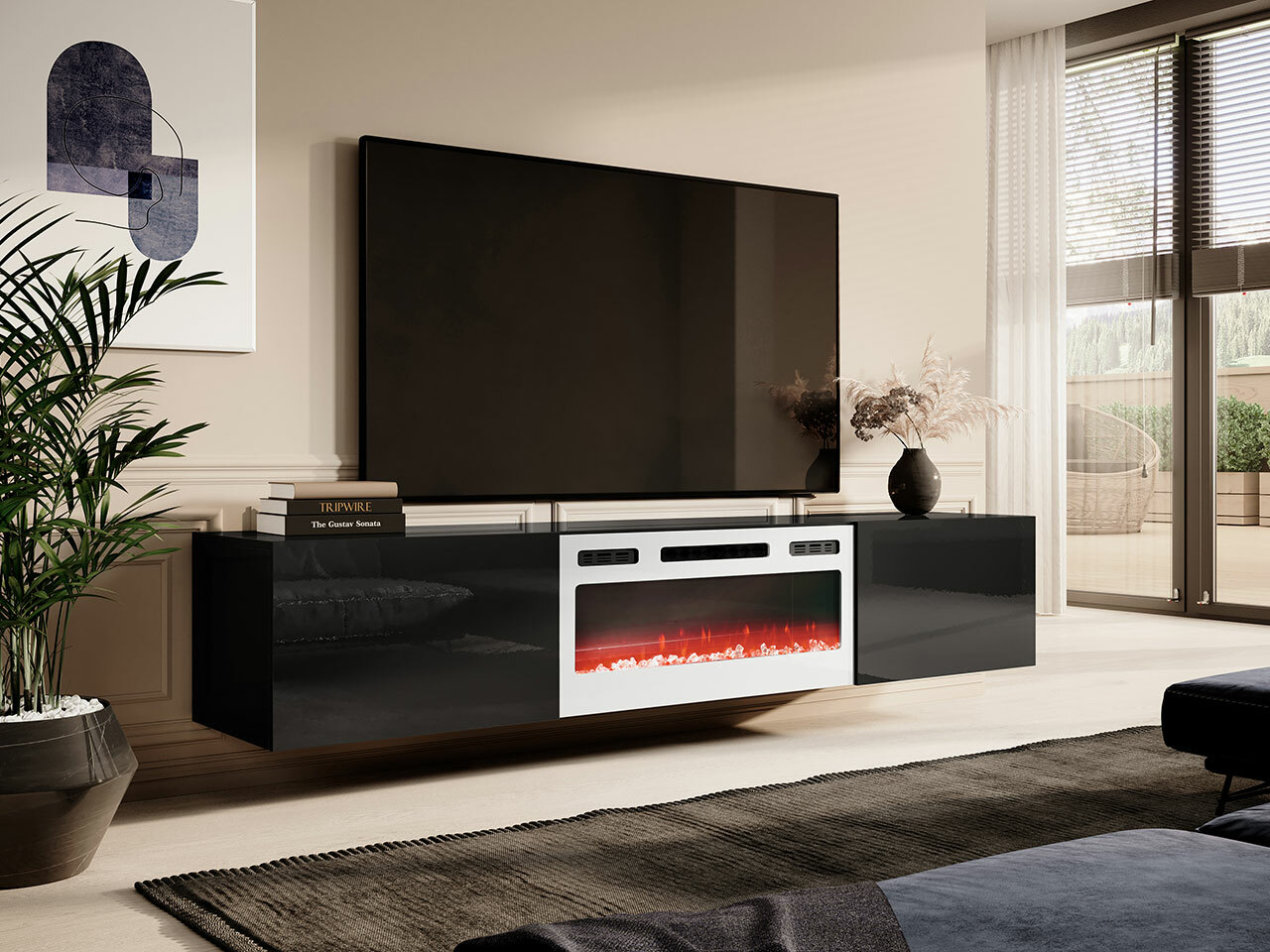 TV-alus Charlotte 162 (Must + Läikiv must)