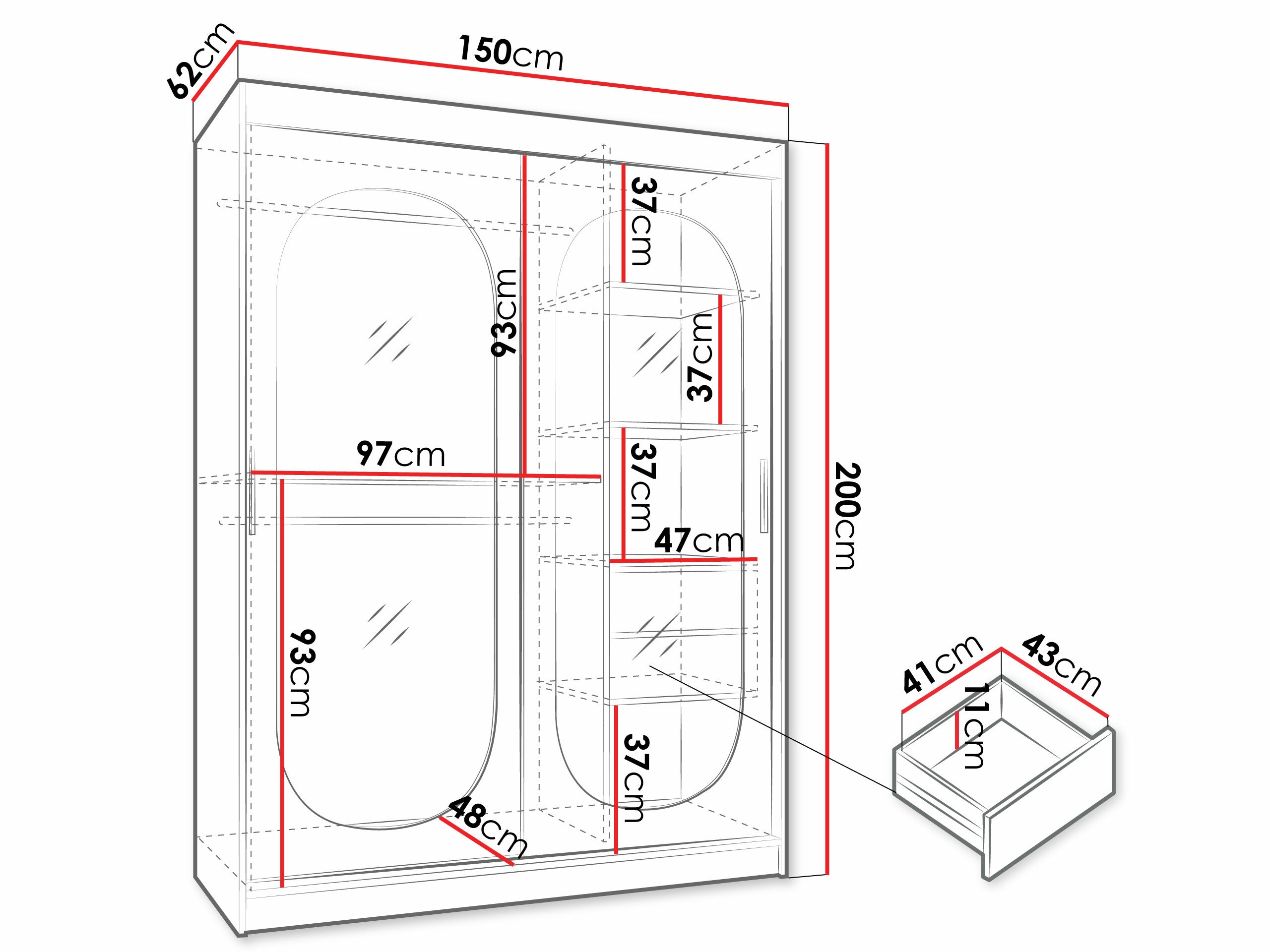 Riidekapp Hartford 519 (Must)