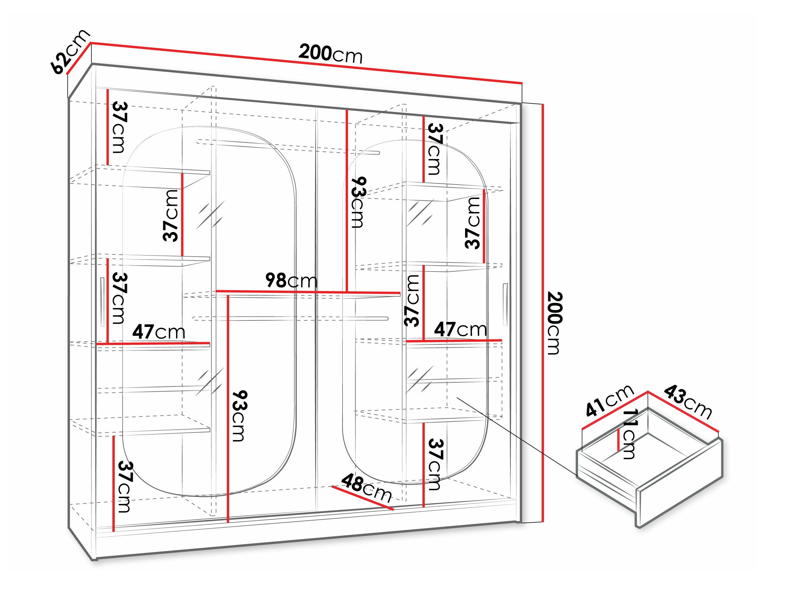 Riidekapp Hartford 521 (Must)